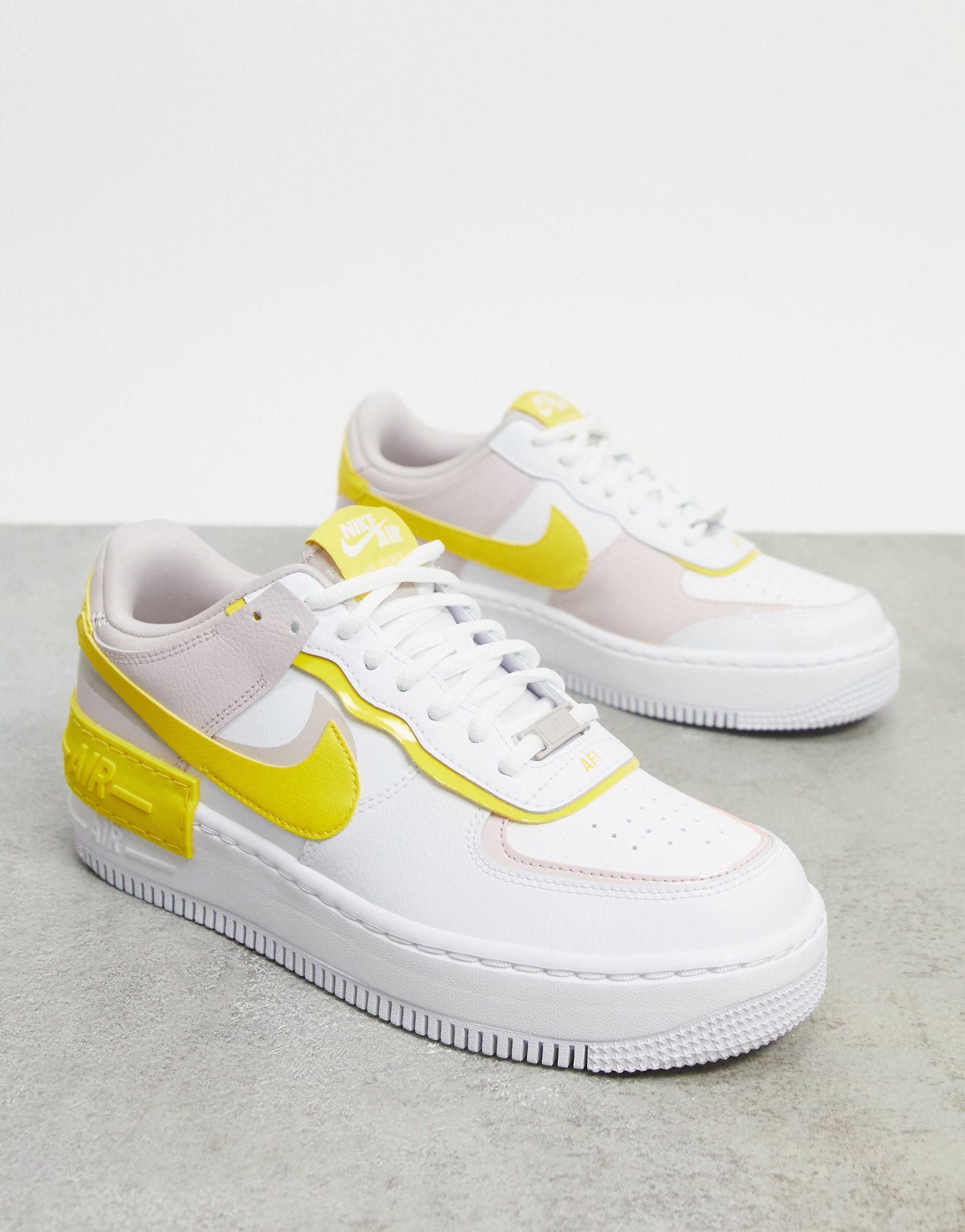 Nike Leather Air Force 1 Shadow Trainers in Yellow - Lyst