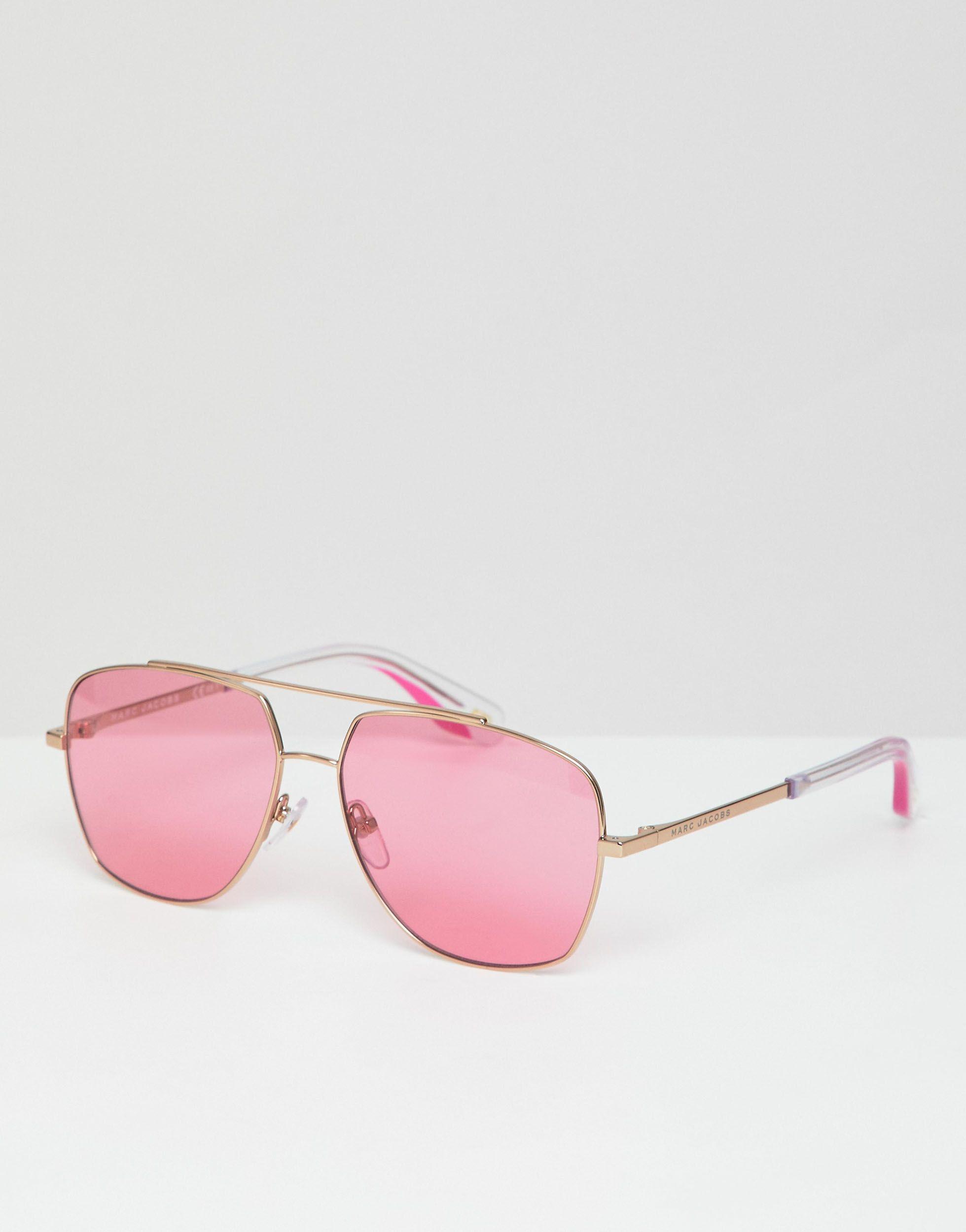 Occhiali da sole modello aviatore con lenti rosa di Marc Jacobs in  Metallizzato | Lyst