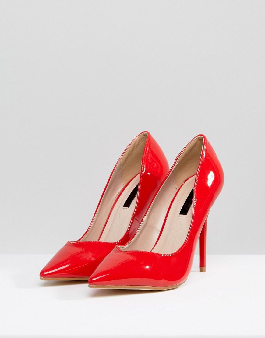 red vinyl heels