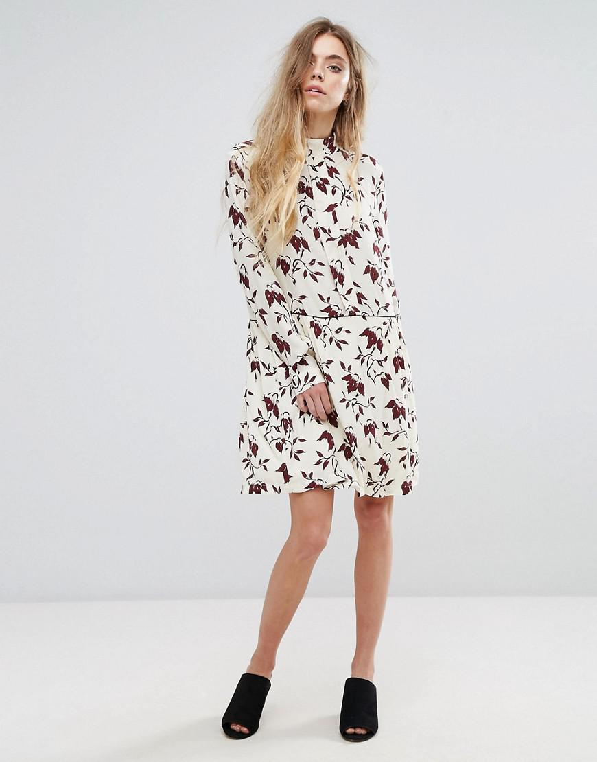 Ganni Synthetic Maxwell Crepe Print Shirt Dress in Red - Lyst