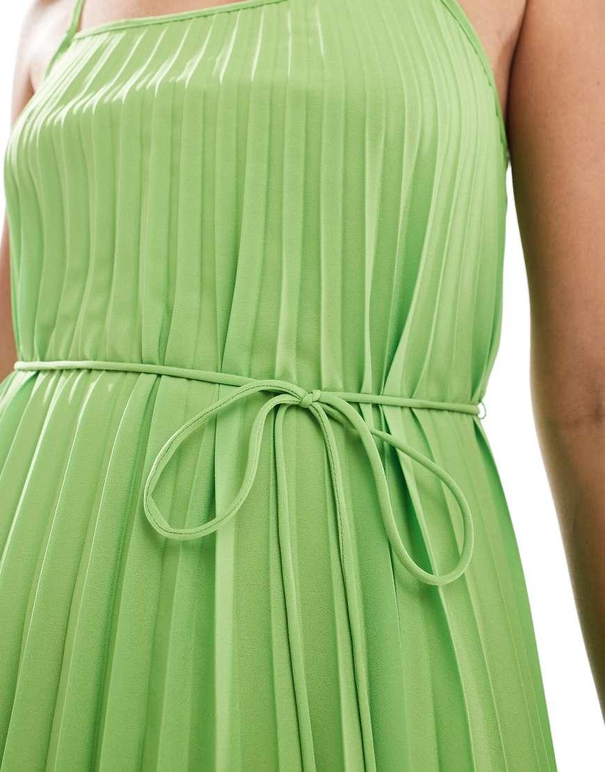 Vestido Midi Plisado De Tirantes De Mango de color Verde Lyst