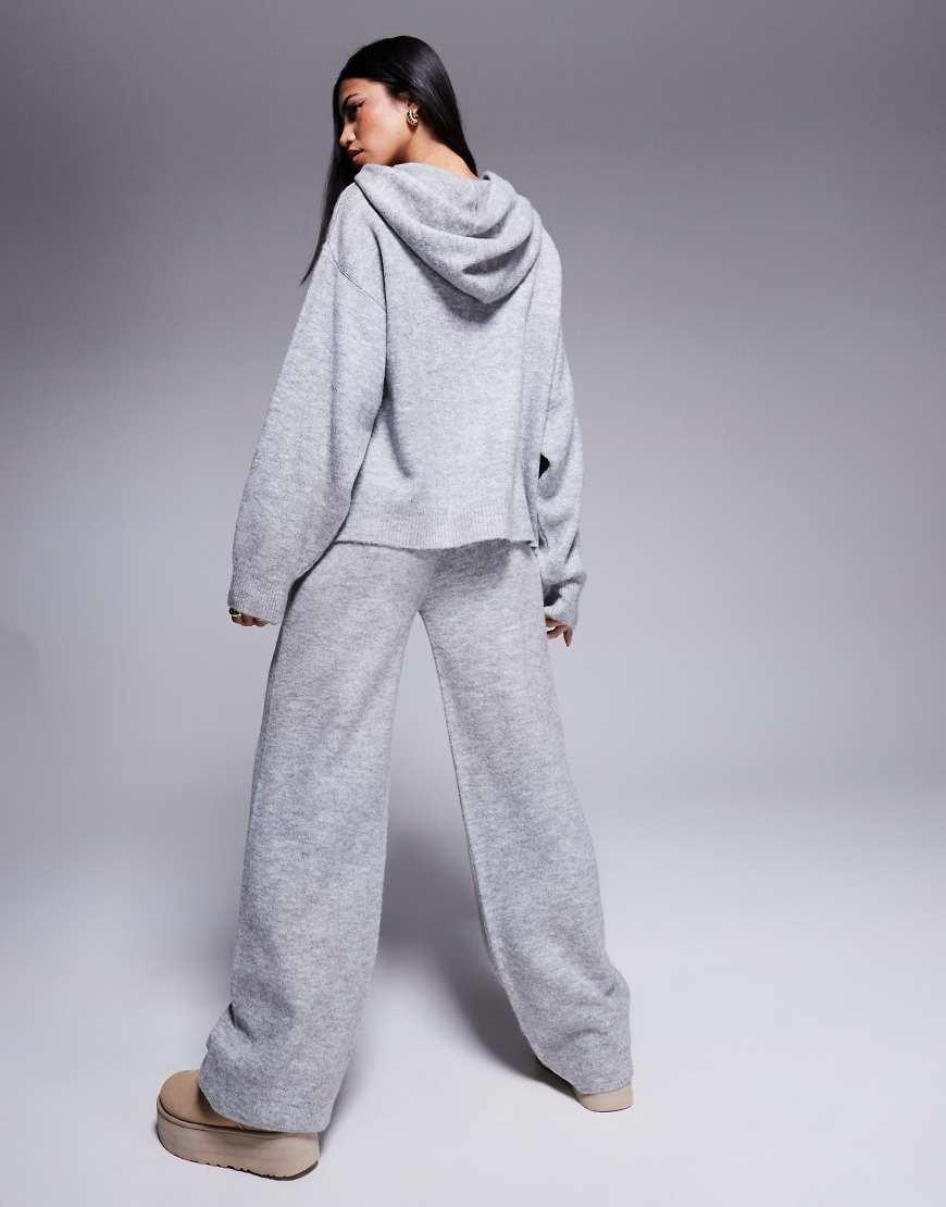 Wide Leg Asos Grey Hoodie Womens ASOS DESIGN Lounge Borg Cropped