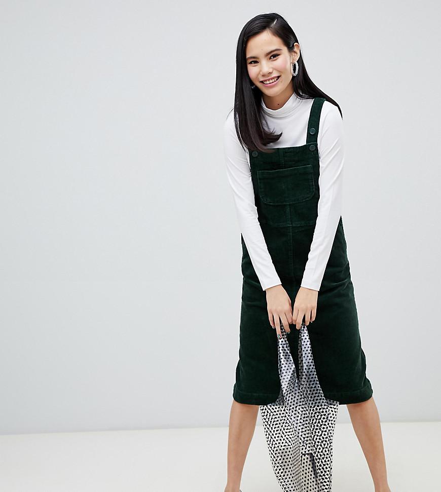 Monki Denim Cord Dungaree Dress In Dark 