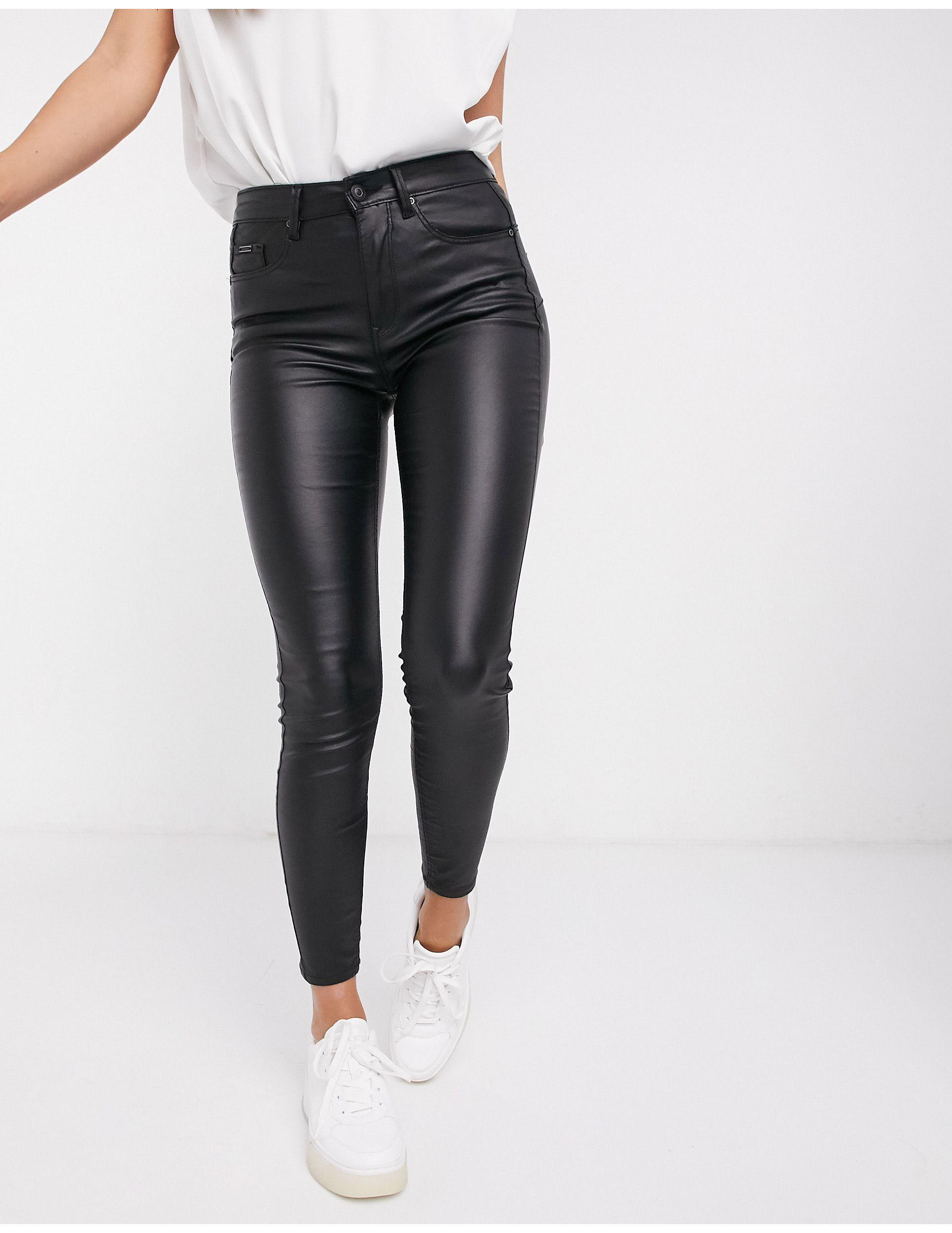 Only Royal coated skinny jeans in black