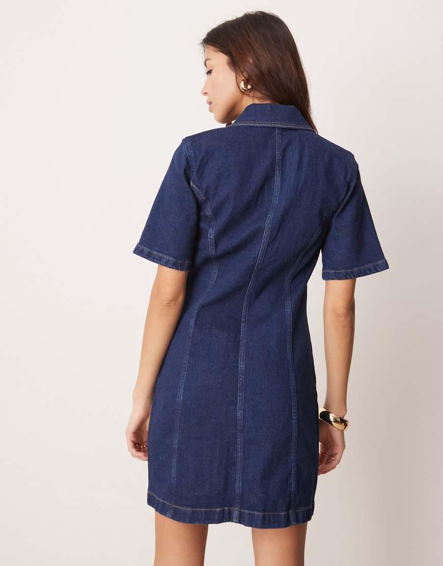 Abercrombie Fitch Denim Zip Detail Mini Aline Skater Dress in