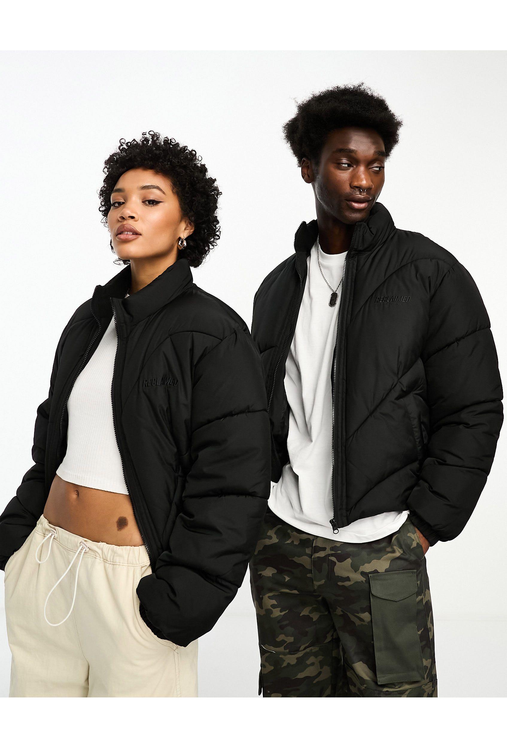 Reclaimed vintage Unisex Puffer Bomber Jacket in Black Lyst UK
