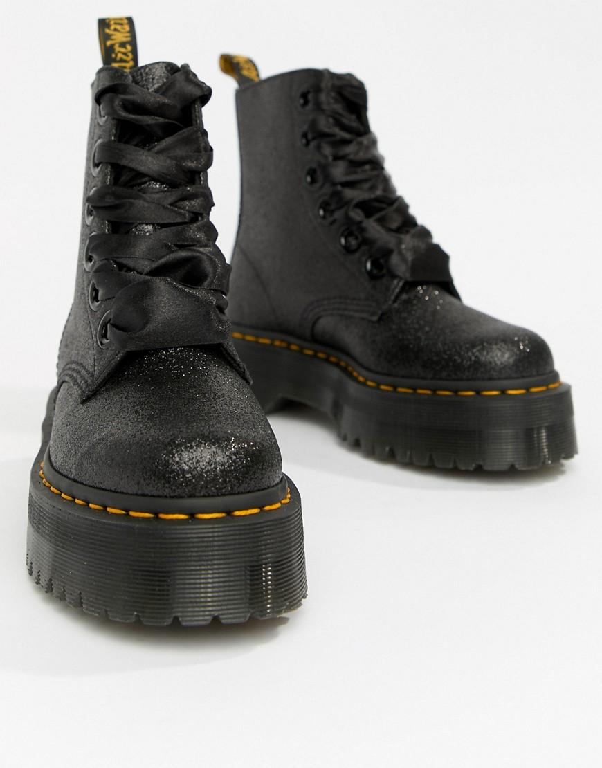 dr martens molly black glitter chunky platform boots
