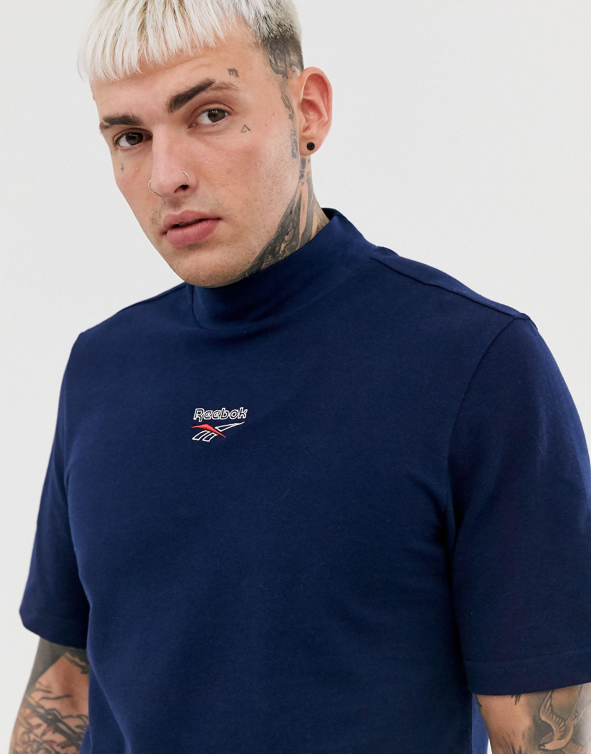 high neck black t shirt for men