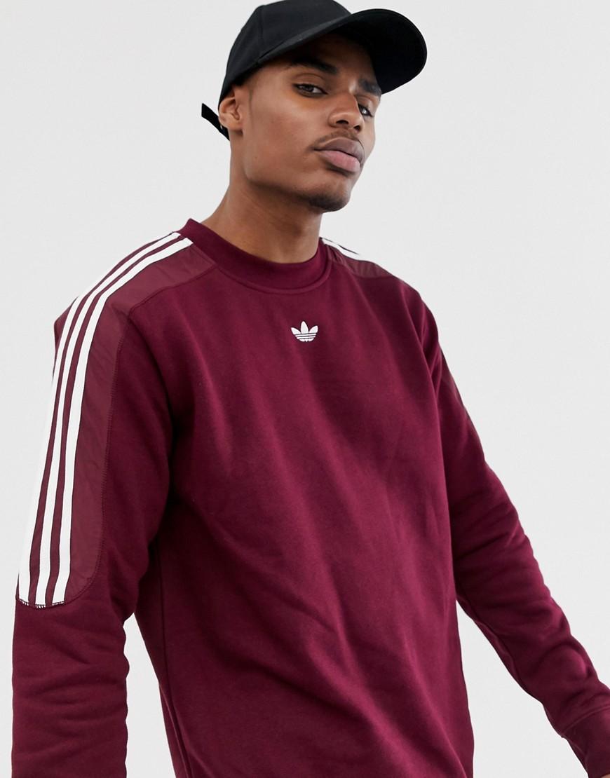 adidas Originals Cotton Sweatshirt With Trefoil Logo Print 3 Stripes In  Burgundy Fh6883 in Red for Men - Lyst