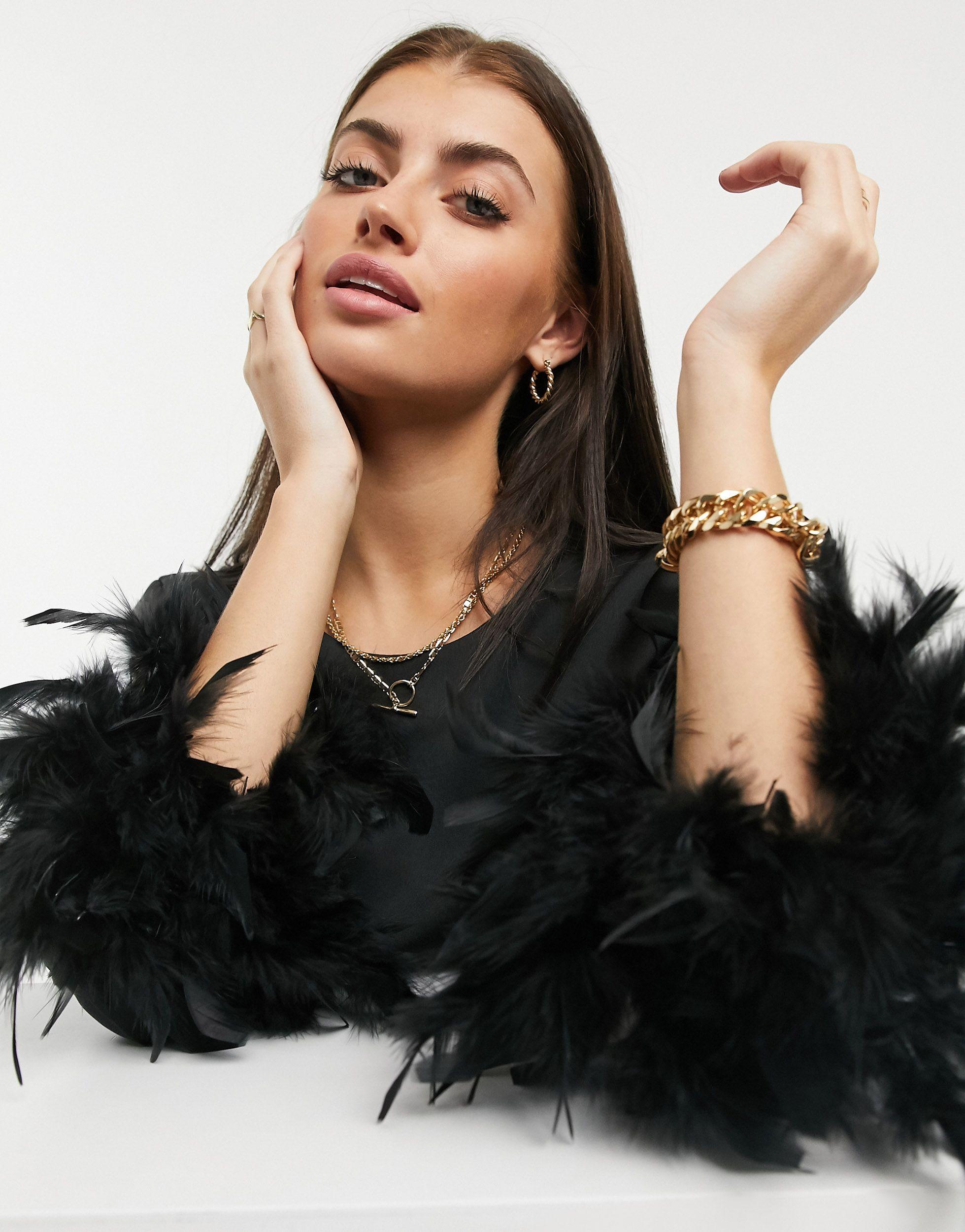 River Island Synthetic Feather Hem Top 