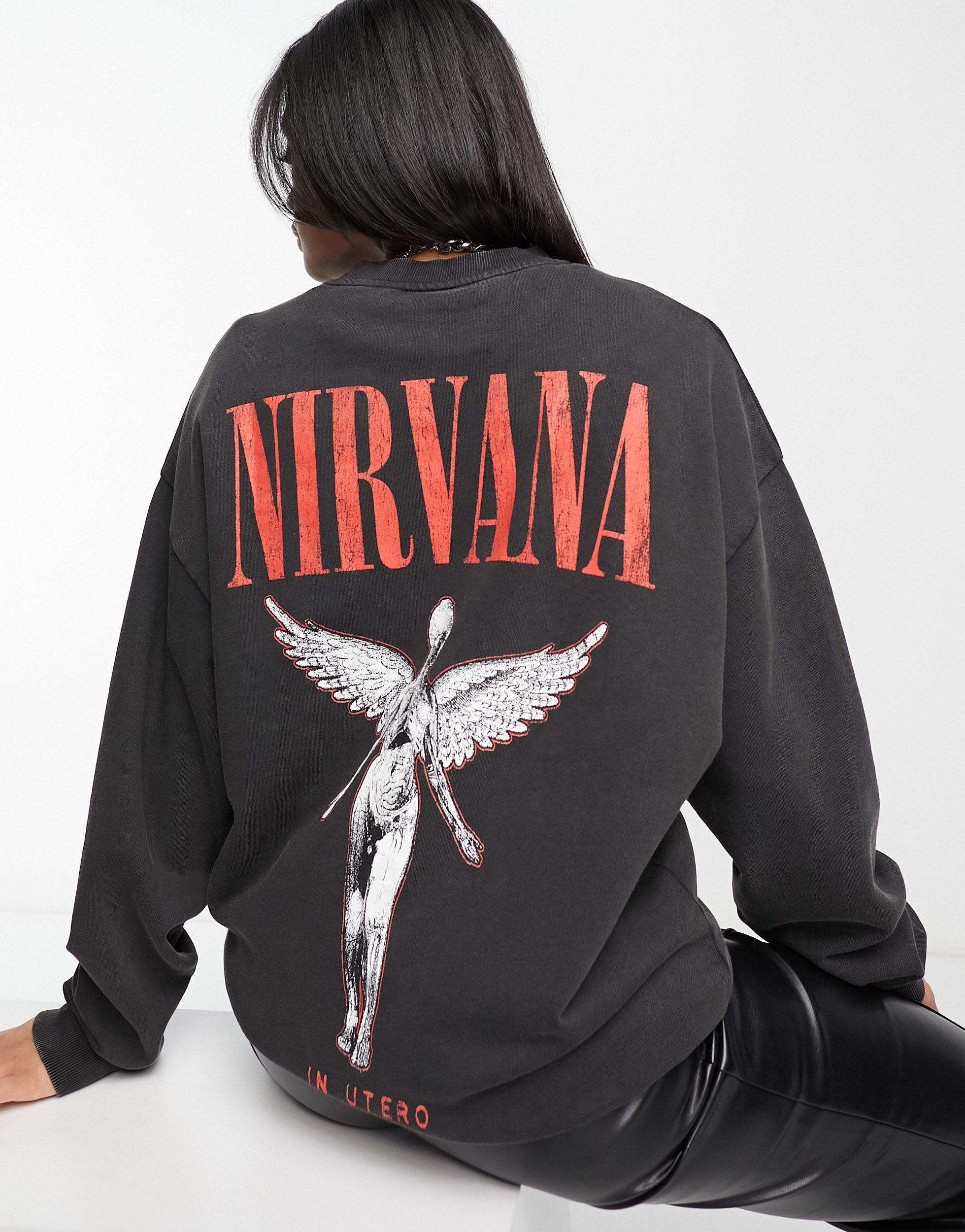 ASOS Unisex Oversized Sweatshirt With Nirvana Print in Black | Lyst