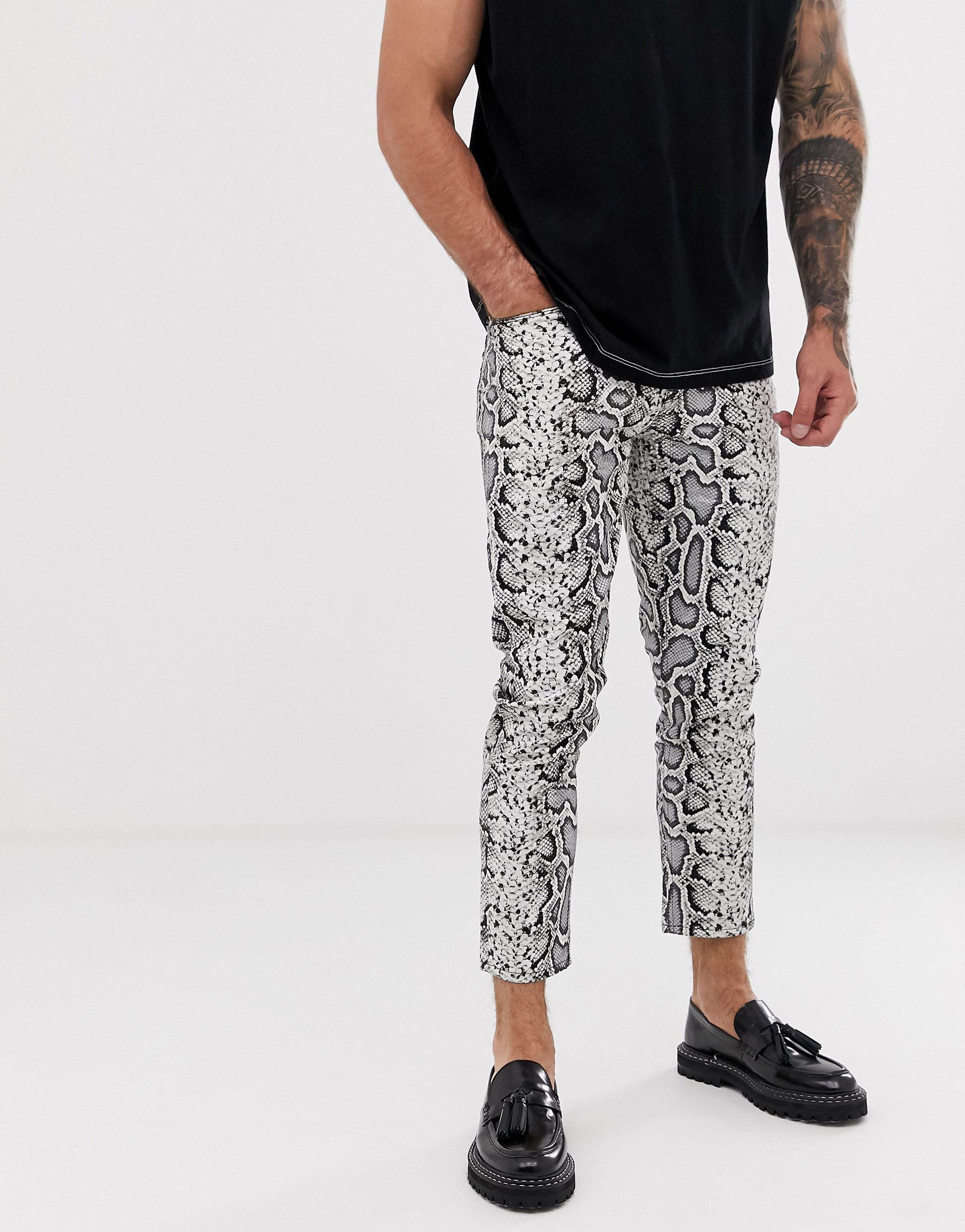 ASOS Denim Skinny Jeans In Leather Look Snake Skin for Men Lyst