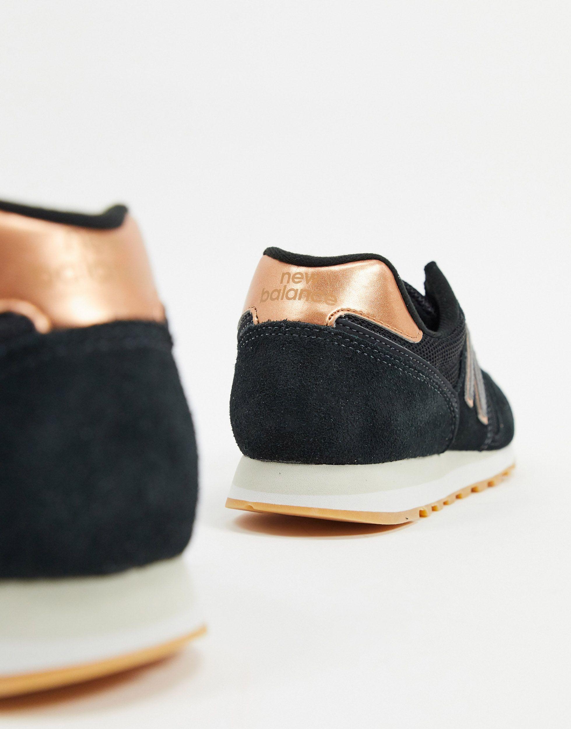 New Balance 373 Womens Black / Rose Gold Trainers | Lyst