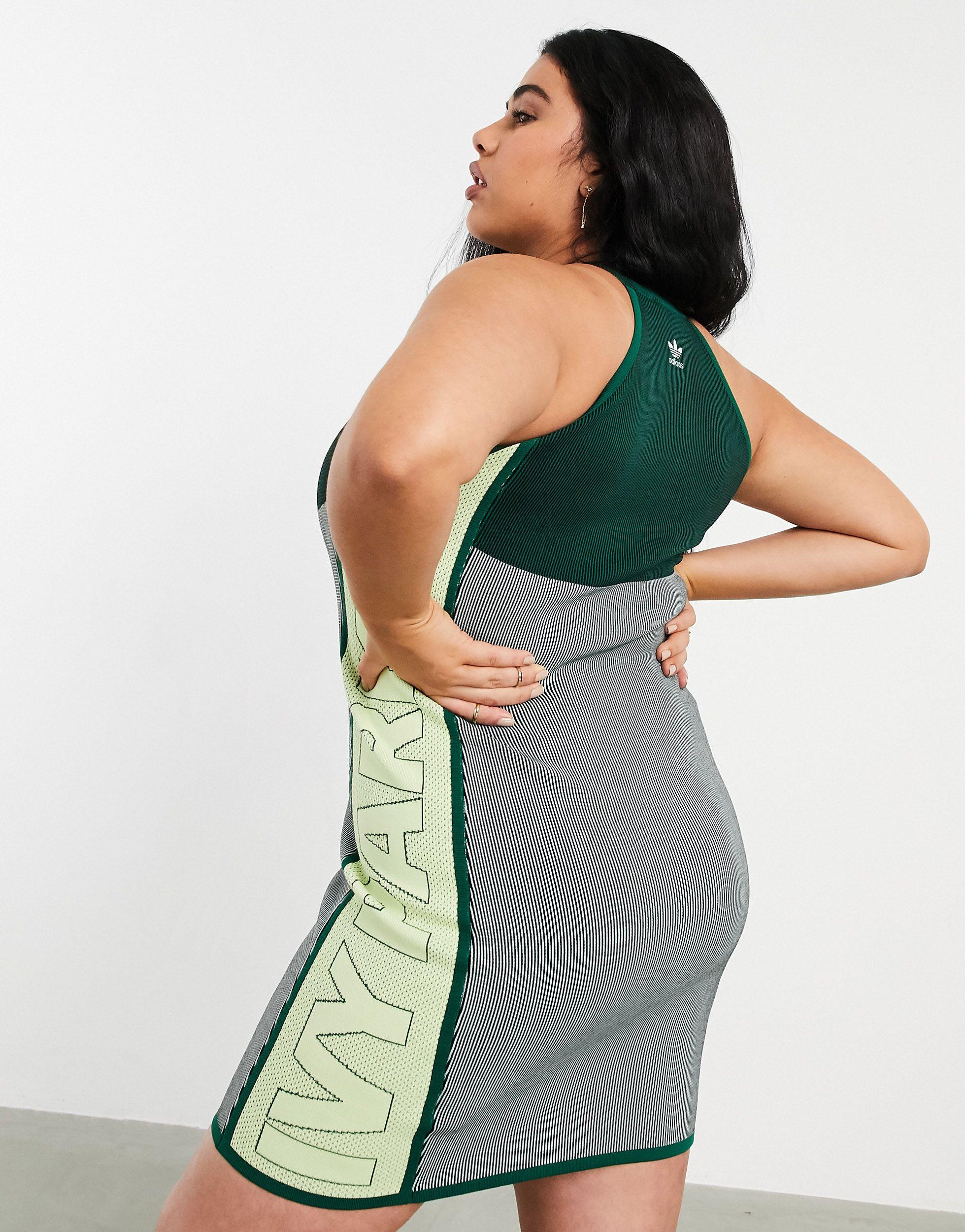 Ivy Park Adidas X Plus Knitted Midi Dress in Green | Lyst UK