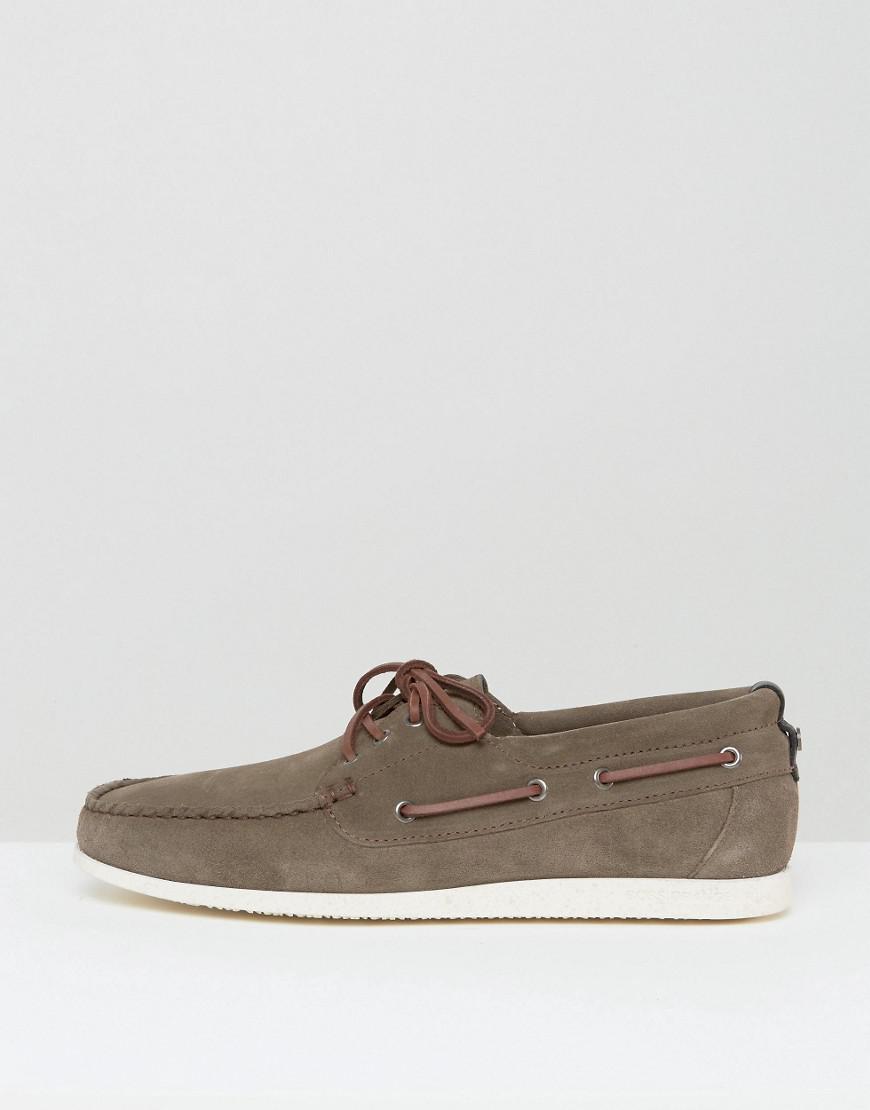Lyst - BOSS Orange By Hugo Deck Suede Boat Shoes in Gray for Men