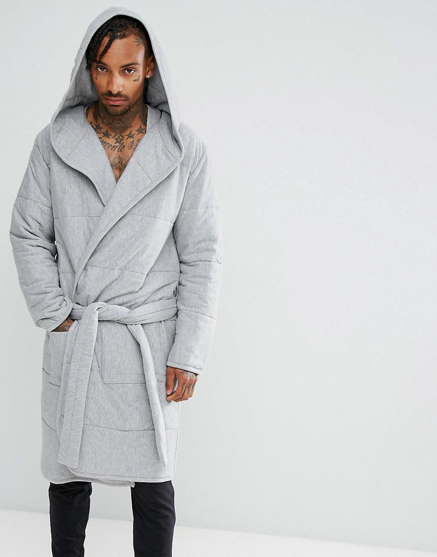 ASOS Quilted Robe In Gray for Men | Lyst