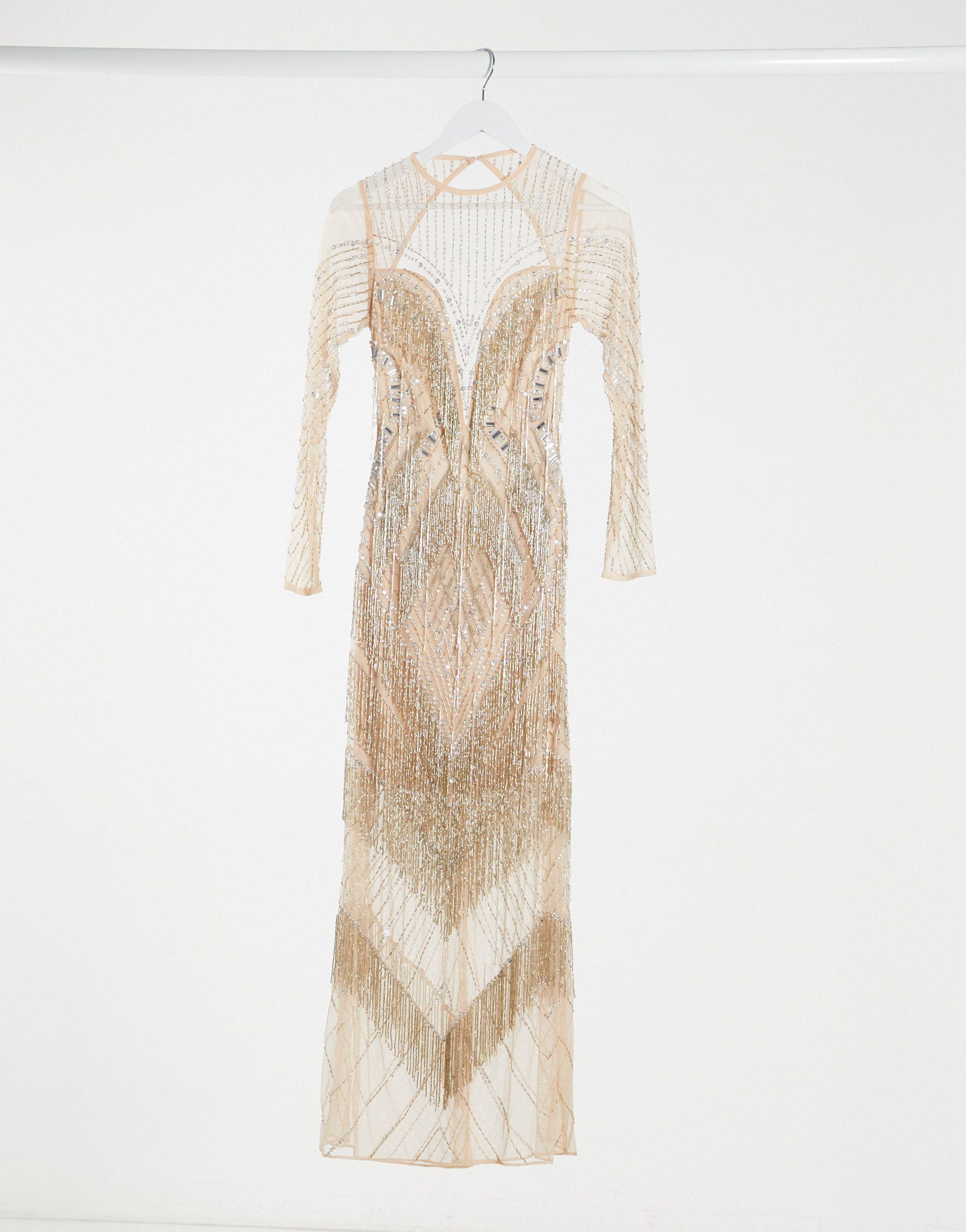 ASOS Long Sleeve Fringe Embellished 