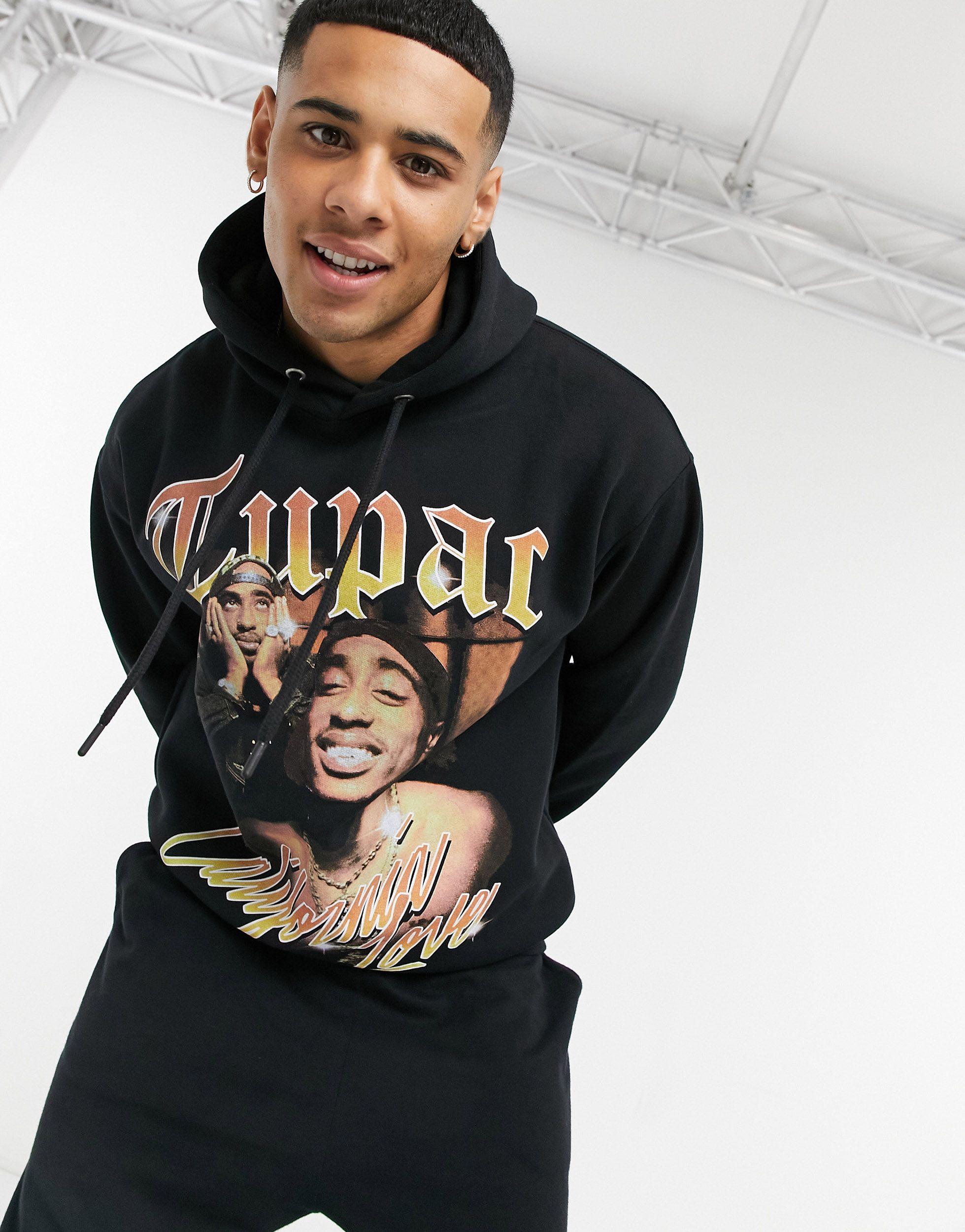 Pull&Bear Tupac Hoodie in Black for Men | Lyst