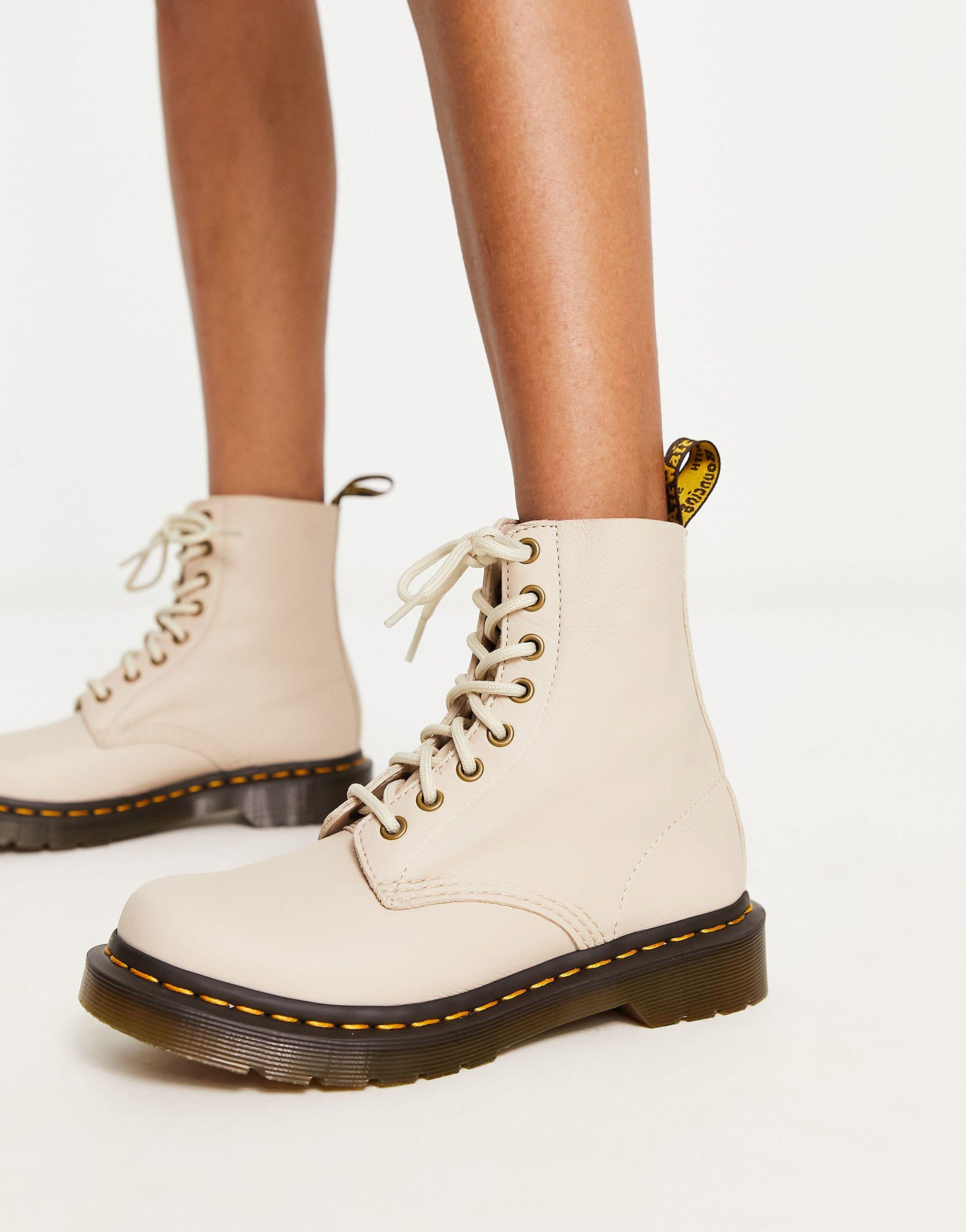 Dr. Martens 1460 Pascal 8 Eye Leather Boots in Natural | Lyst