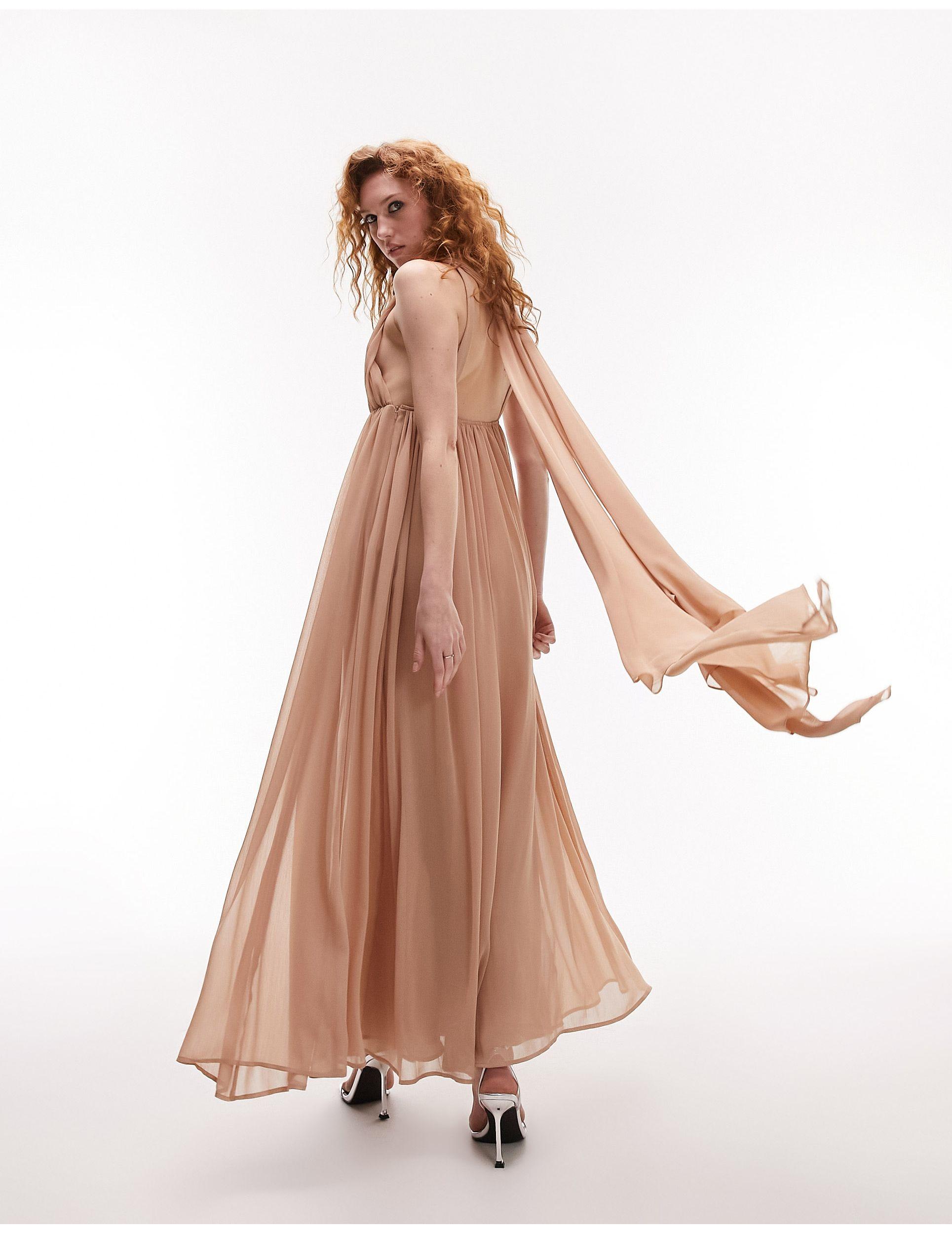 TOPSHOP Goddess Gown Occasion Maxi Dress in Pink | Lyst