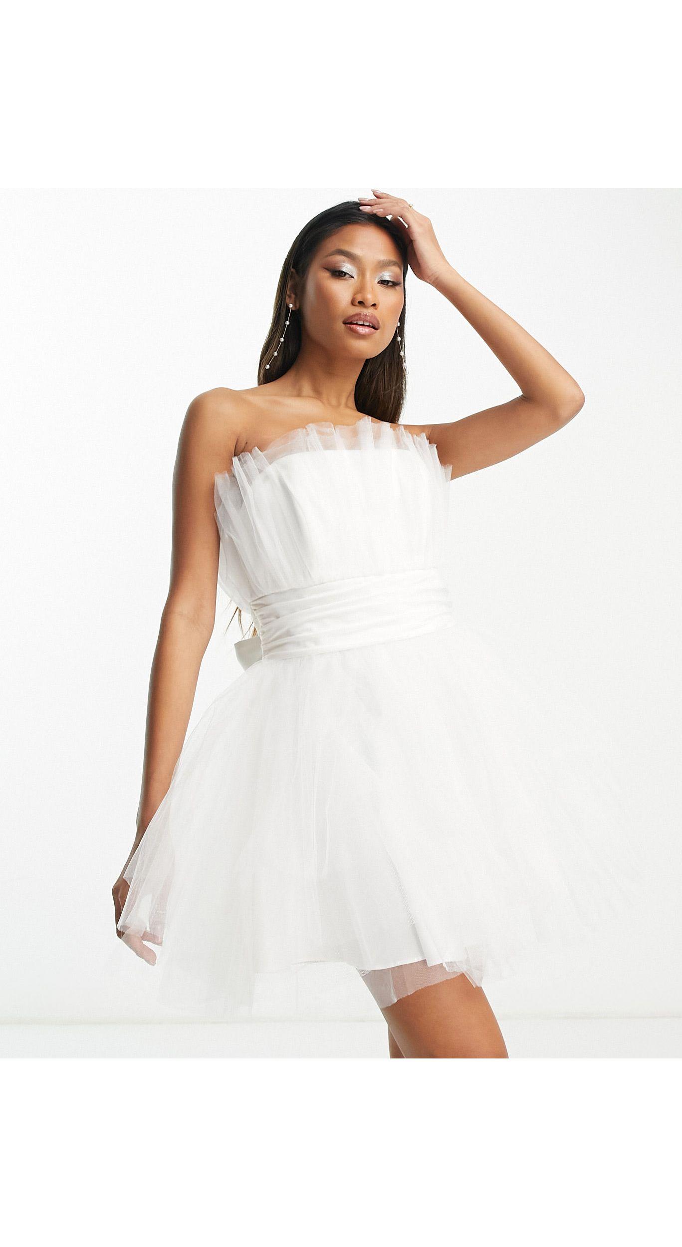 EVER NEW Bridal Exclusive Structured Tulle Mini Dress in White | Lyst
