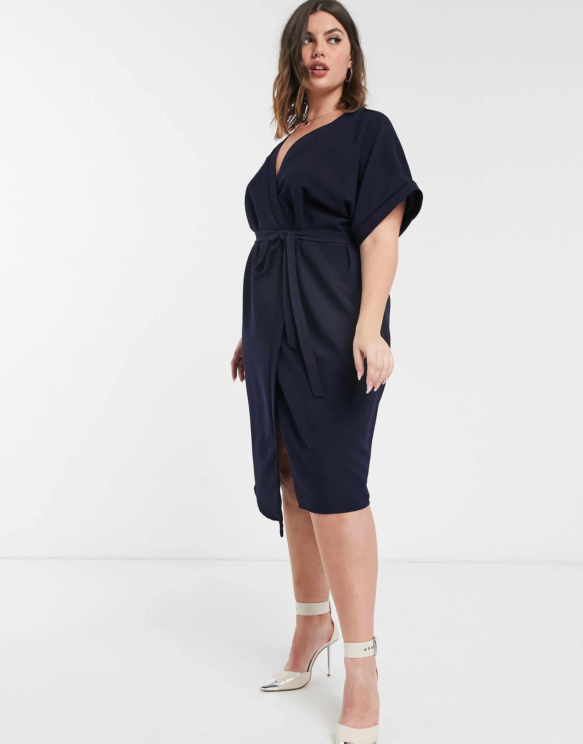 curve wrap midi dress