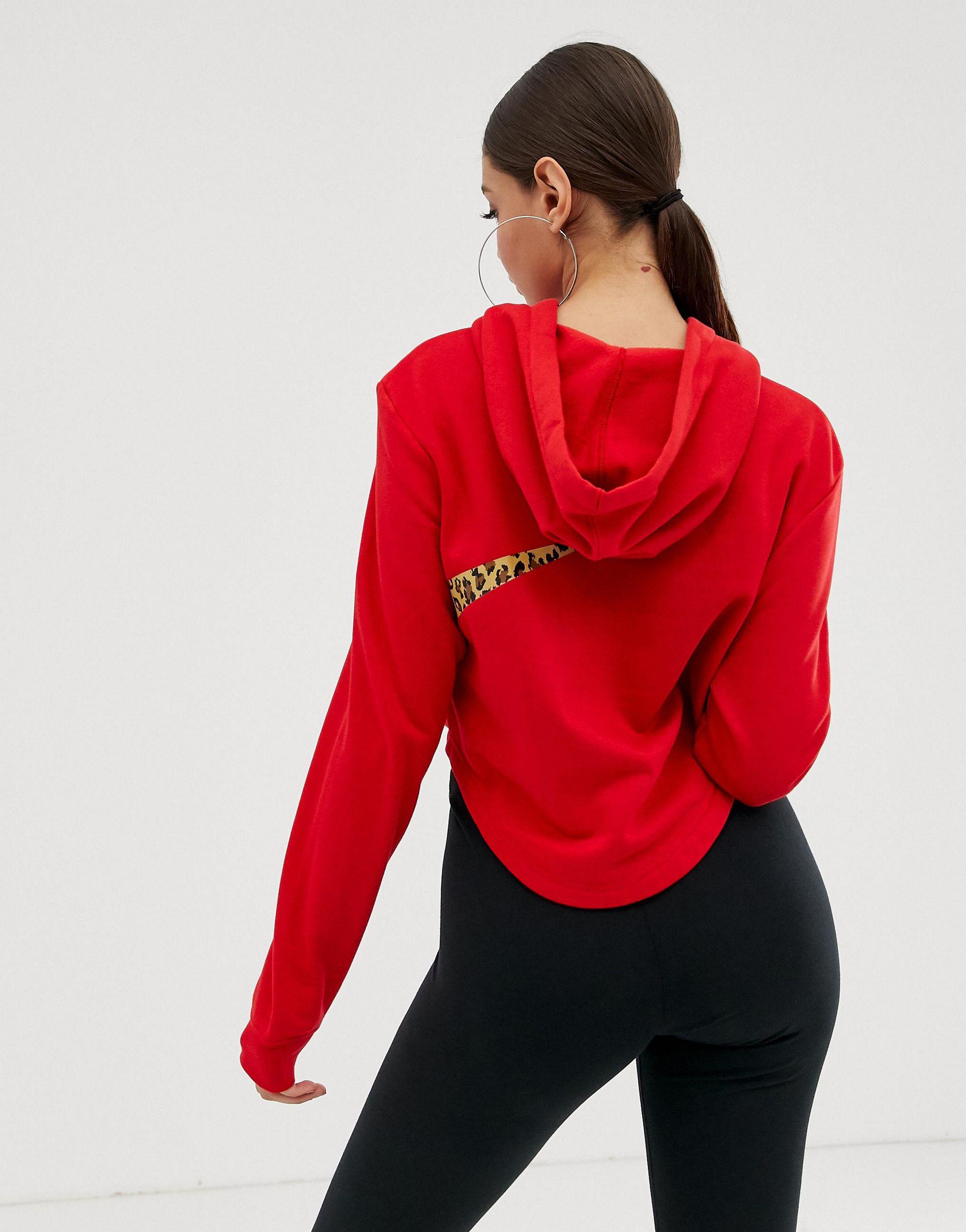Felpa oversize corta rossa leopardata con cappuccio e logoNike in Cotone di  colore Rosso | Lyst