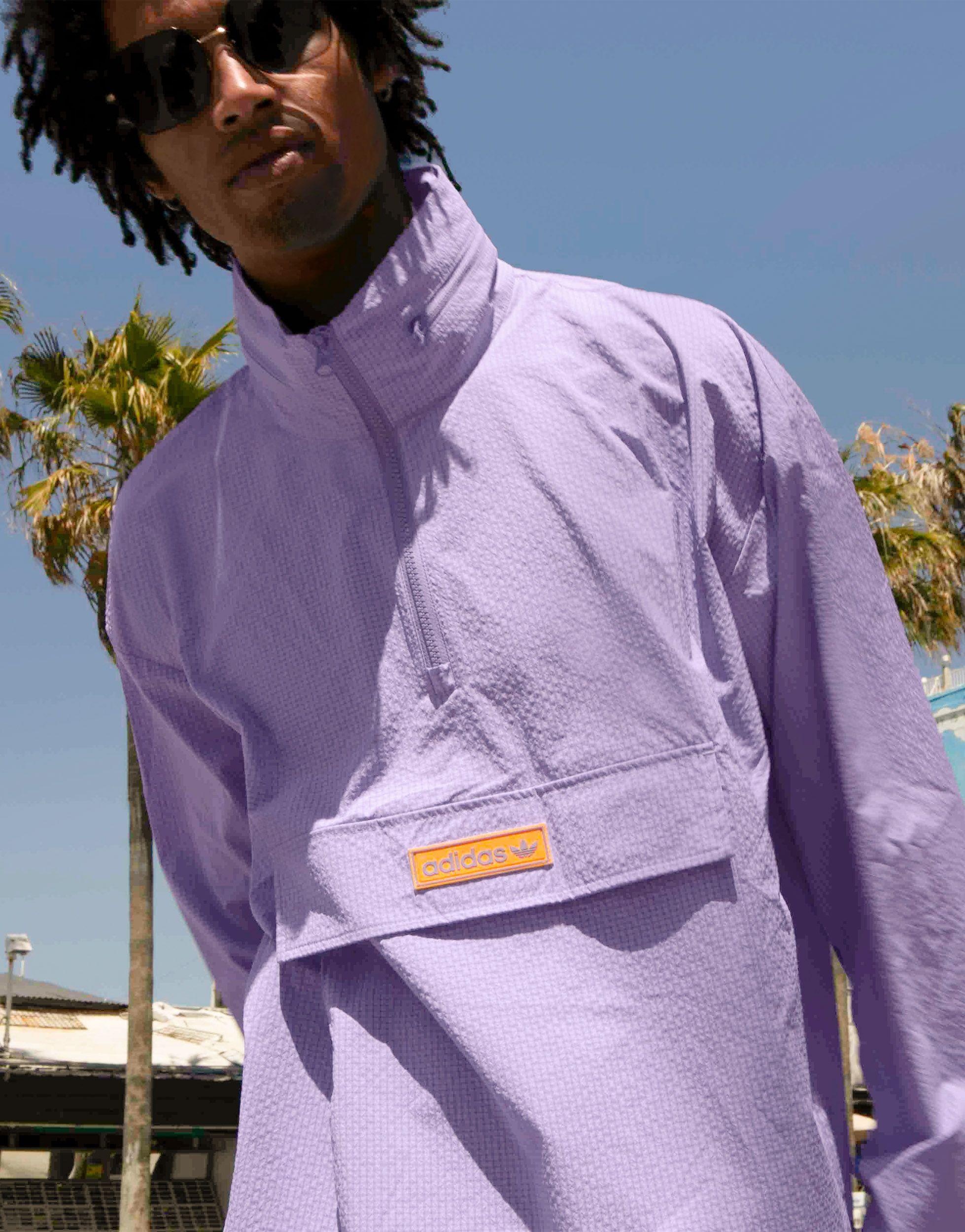 adidas Originals 'summer Club' Quarter Zip Seersucker Windbreaker Jacket in  Purple for Men | Lyst Canada