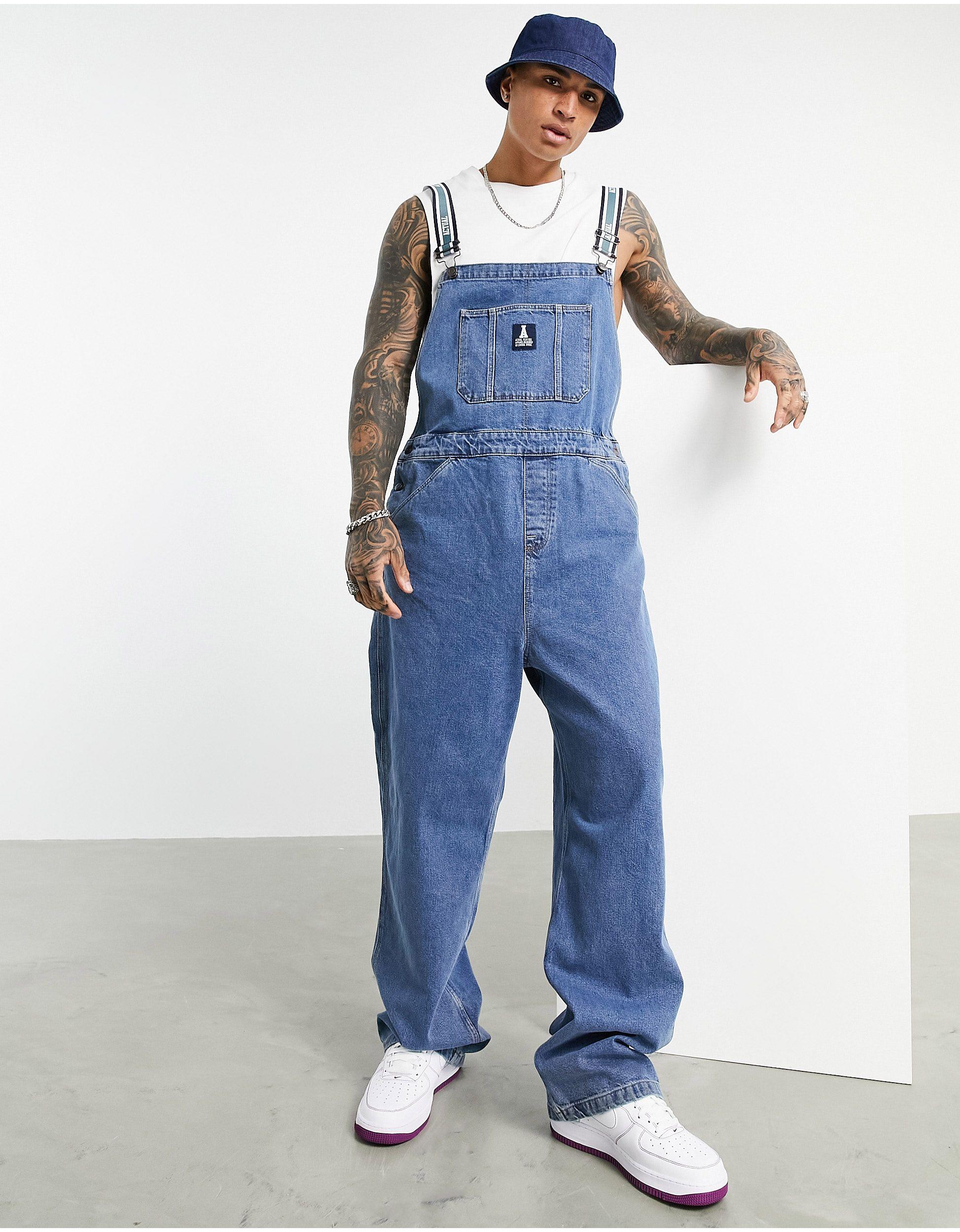 ASOS Asos Actual baggy Denim Overalls in Blue for Men | Lyst