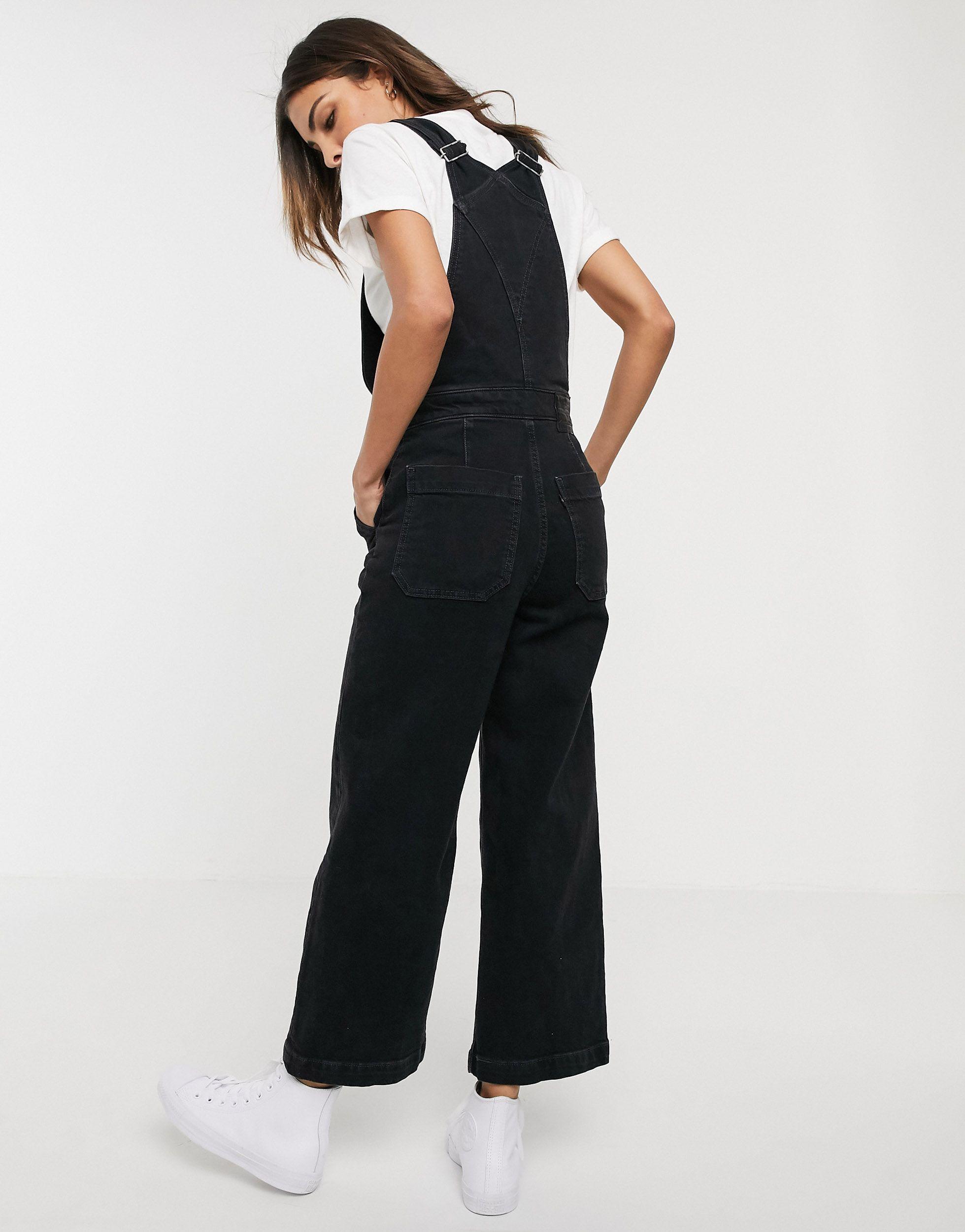 Cotton Ribcage Wide Leg Dungarees 