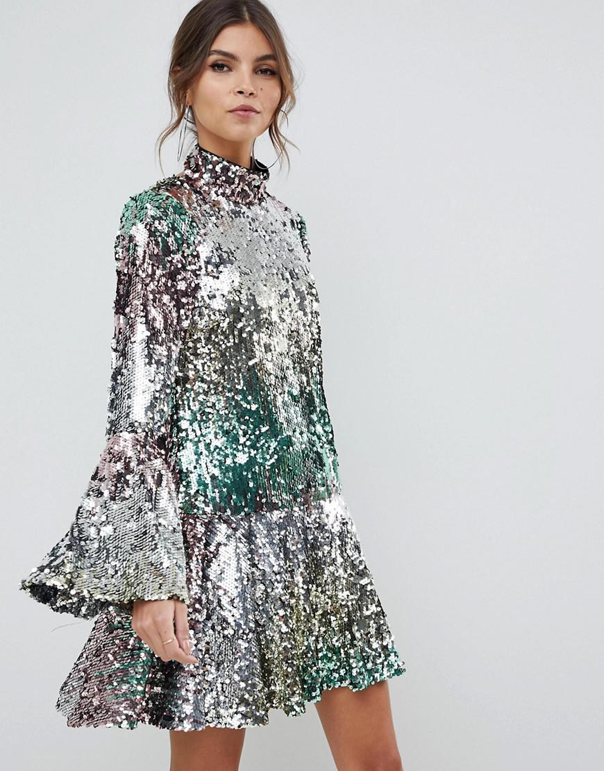 ASOS Premium Rainbow Mini Sequin Dress Lyst UK