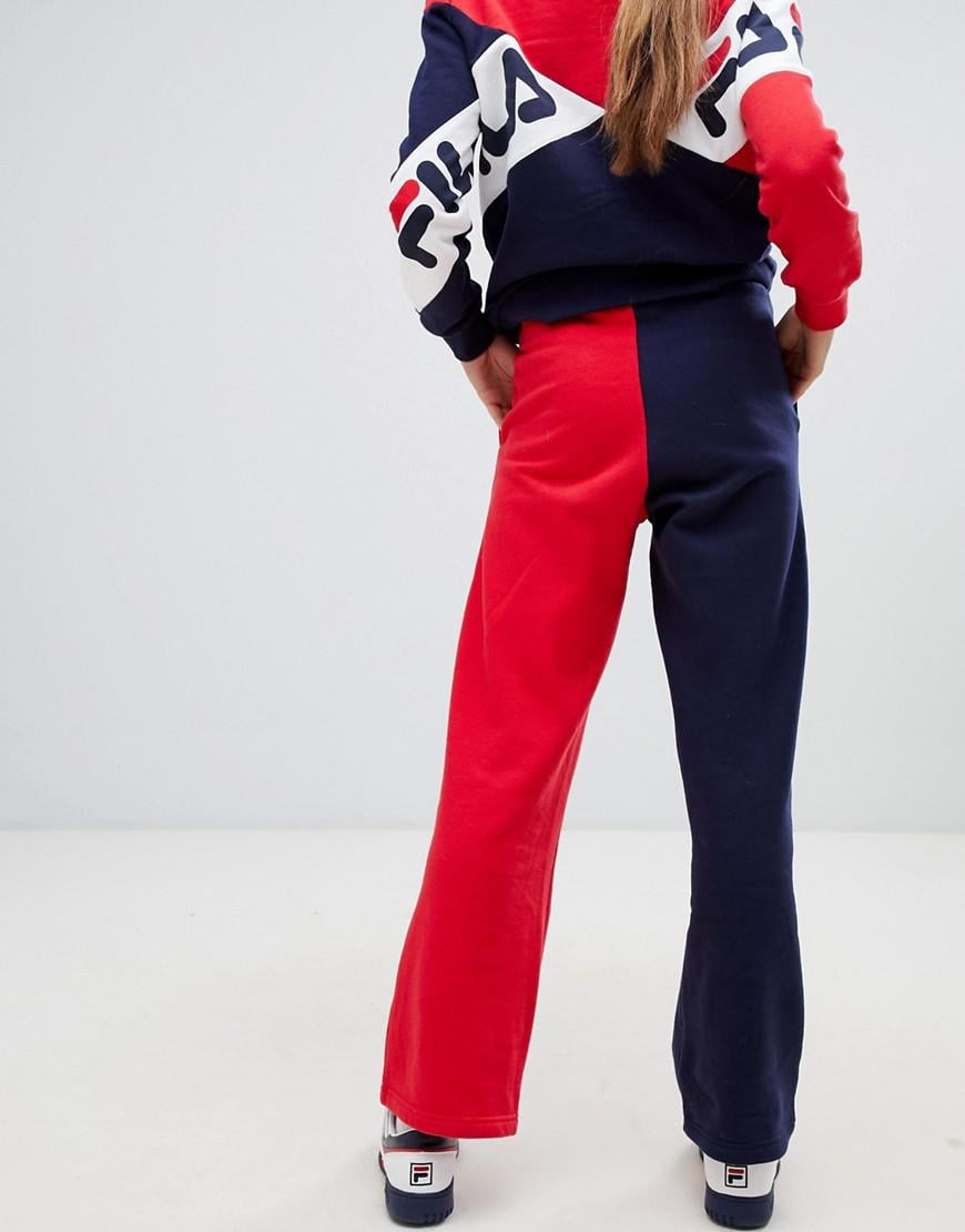bund Syd Forklaring Fila Tracksuit Bottoms With Large Front Logo In Color Block Two-piece in  Red | Lyst