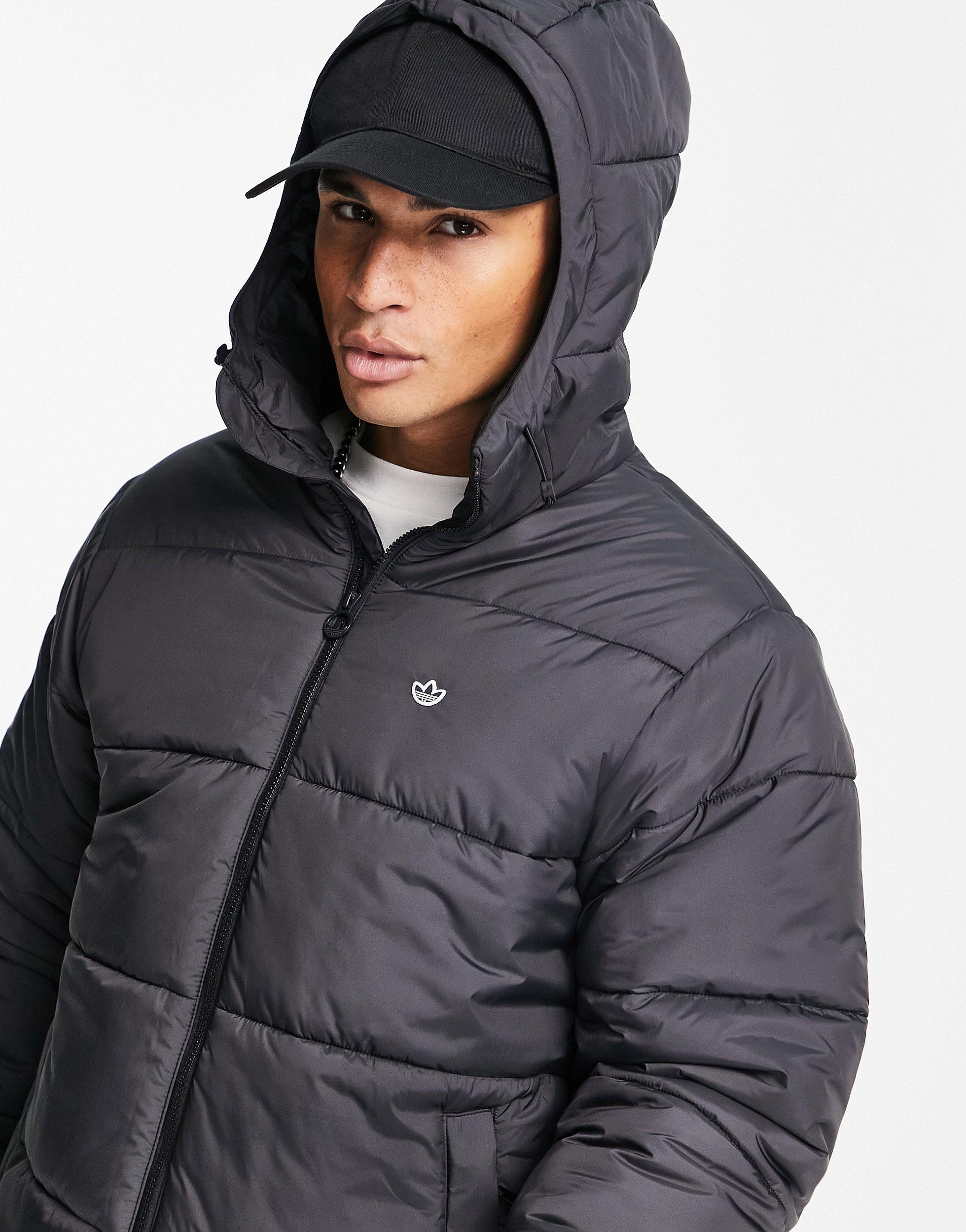 Originals Padded Jacket With Hood in Black for Men | Lyst