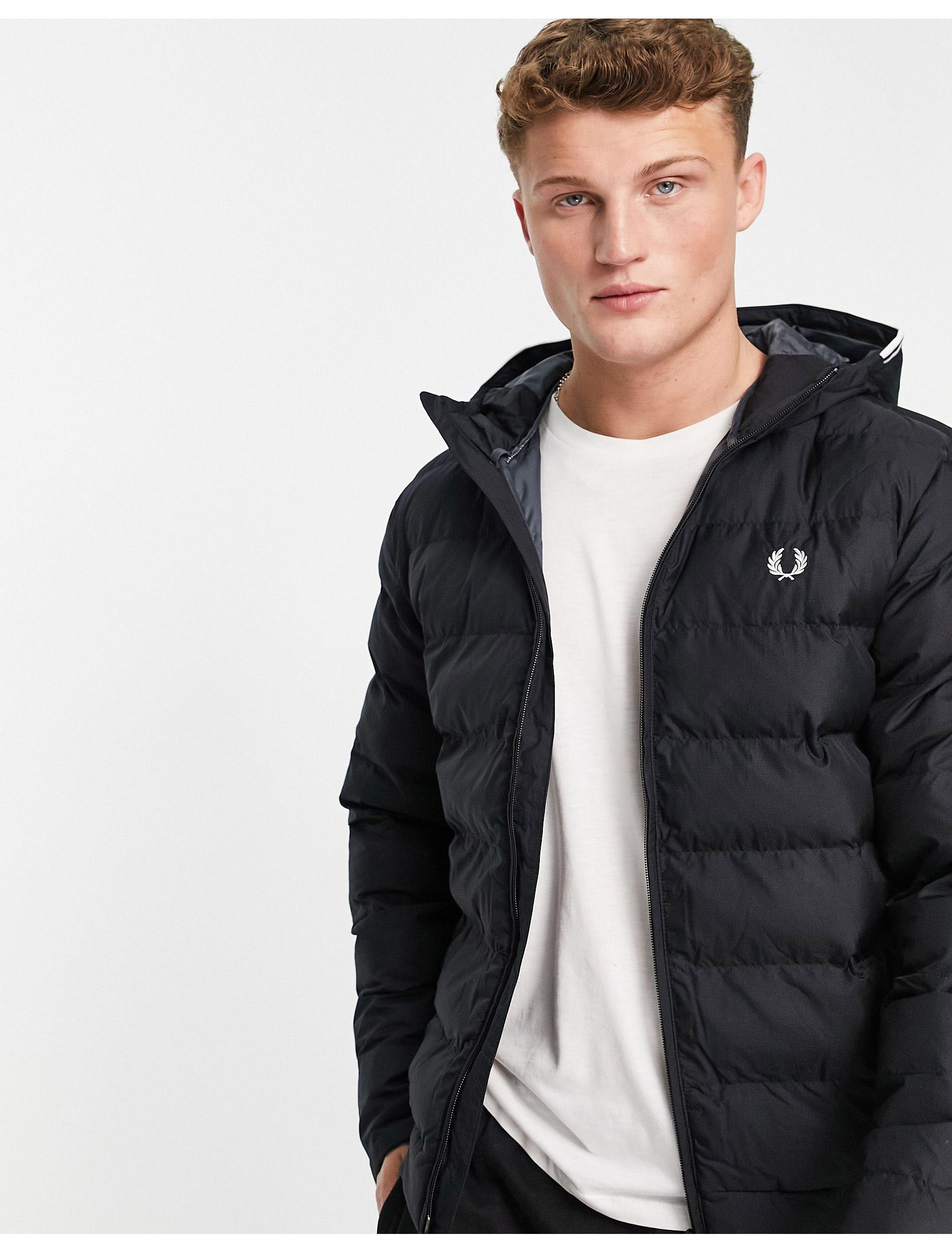 fred perry hooded jacket black