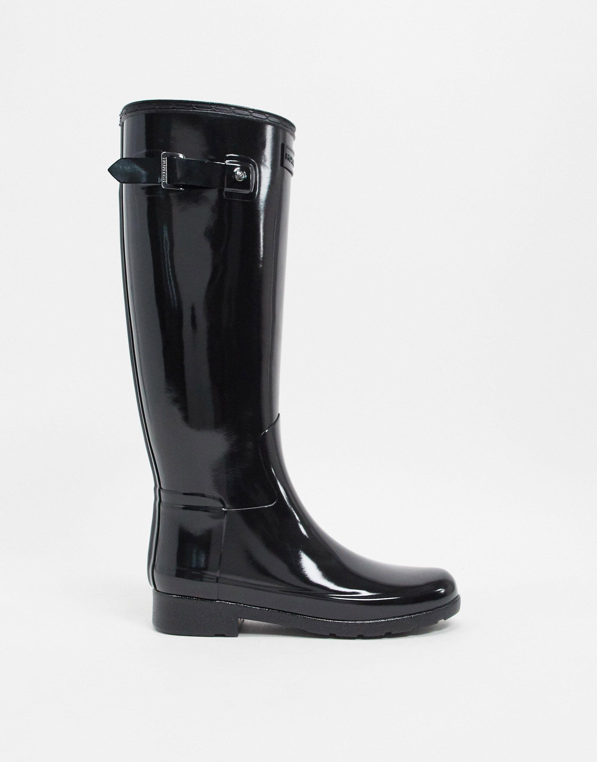 HUNTER Original Refined Tall Wellington Boots in Black | Lyst