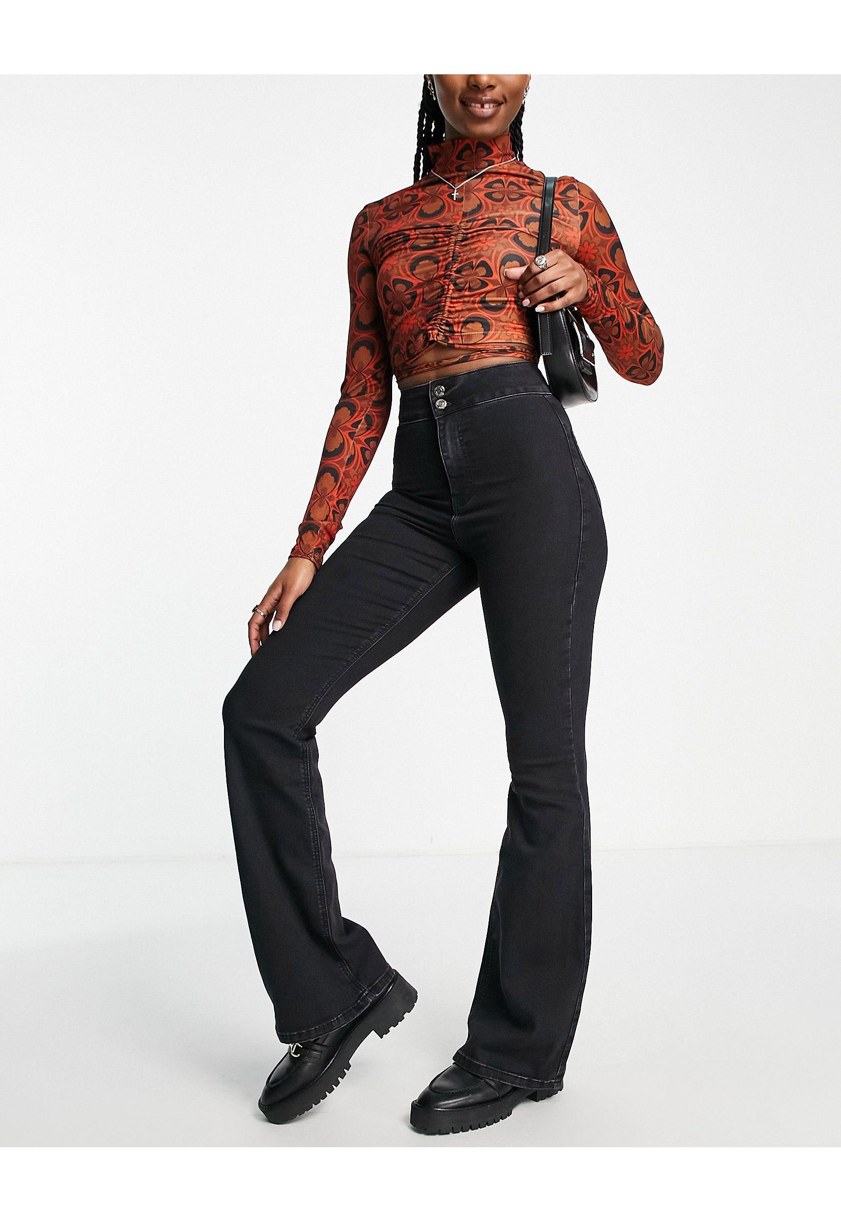 TOPSHOP Cotton Joni Flare Jeans in 