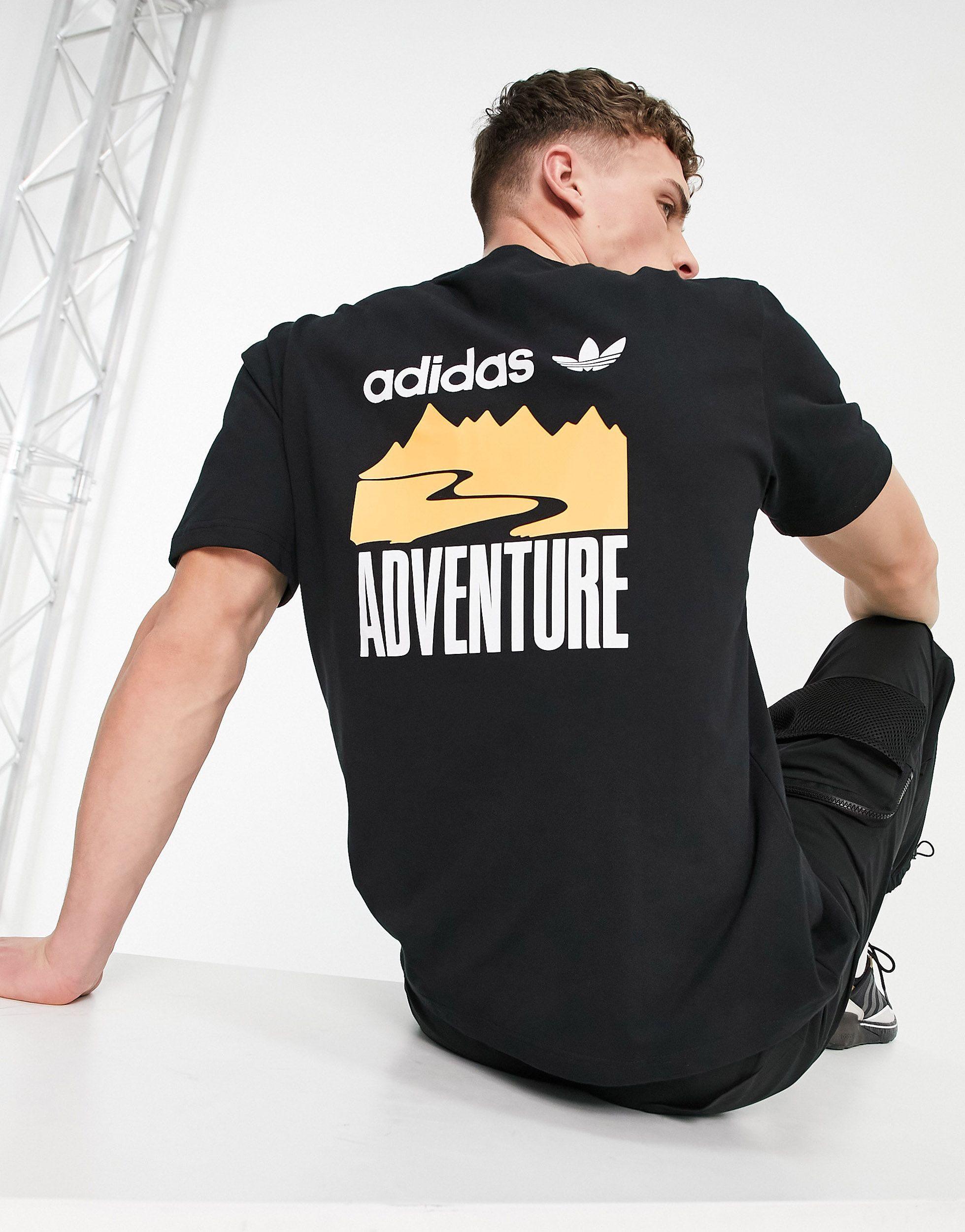 adidas Originals Adventure T-shirt With Back Print in Black for Men | Lyst