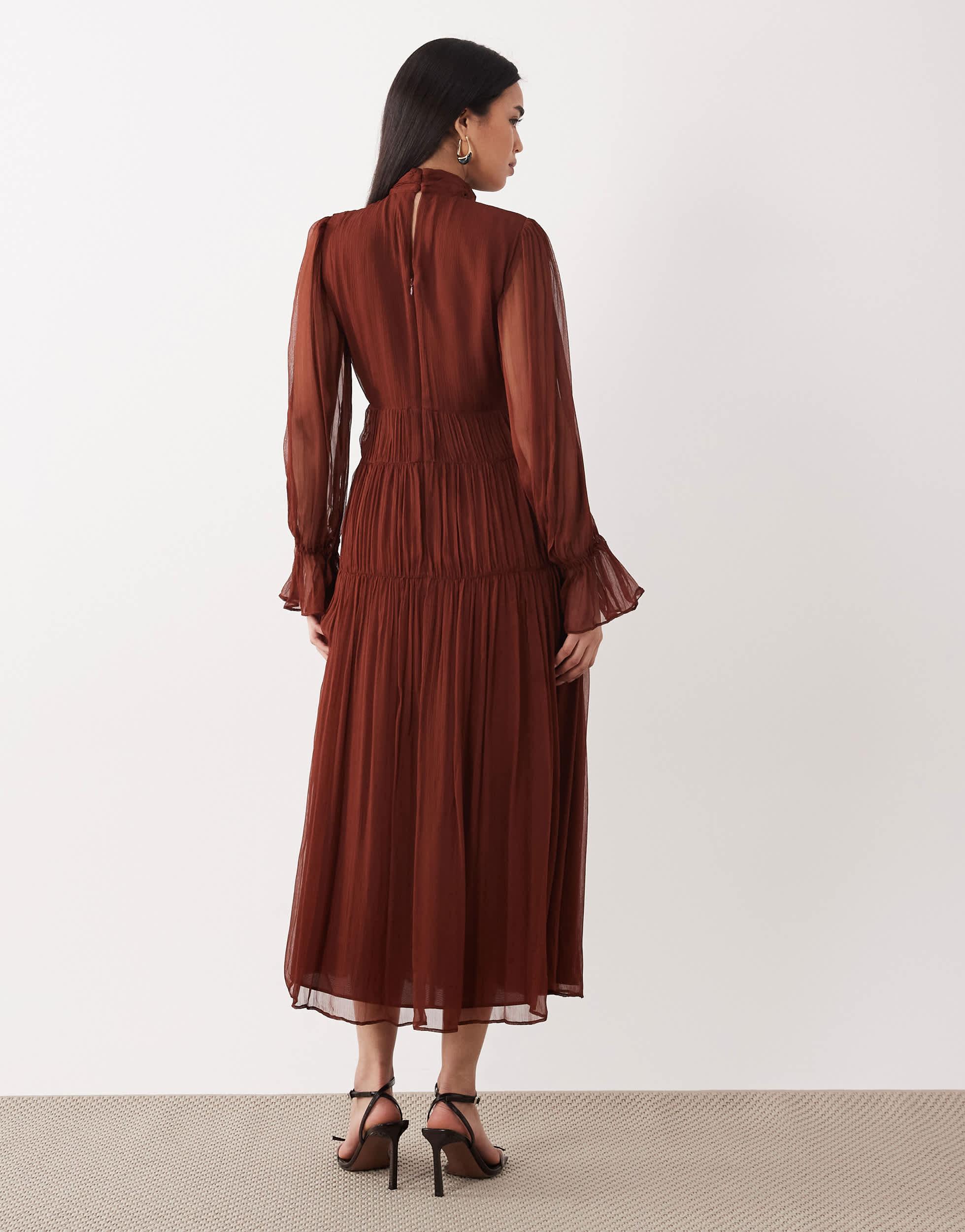 boho midaxi dress Morttic Women's Western Boho V-Neck Long Sleeve Fringe Hem & Asymmetrical Midaxi Dress for Spring/Summer BrownL, Size: Large, Blue