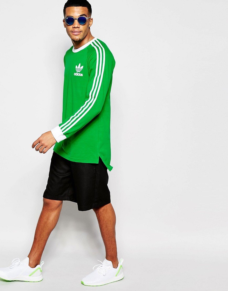 adidas Originals Cotton Adicolor Long Sleeve T-shirt In Green B10658 for  Men | Lyst