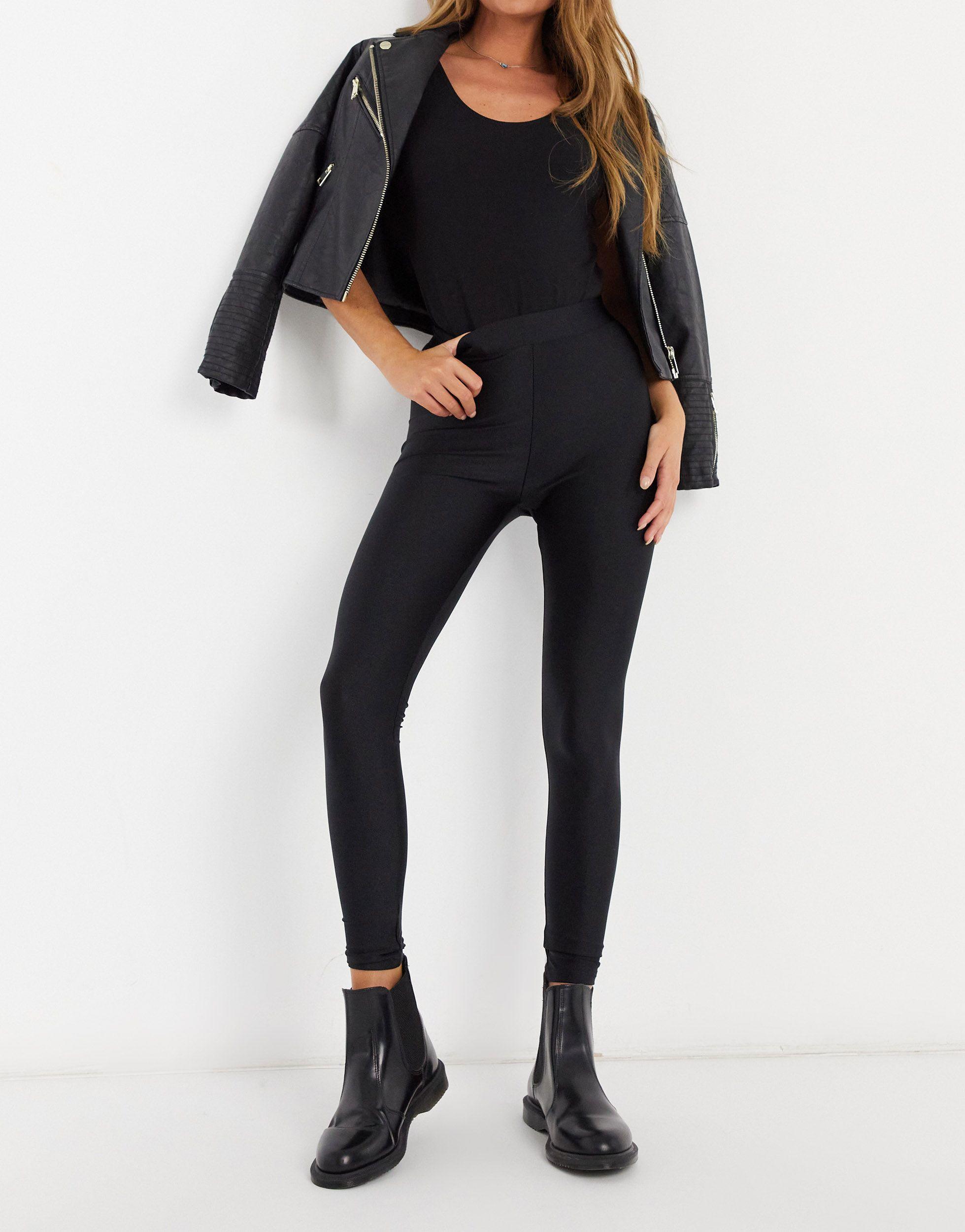 Pull&Bear Shiny legging in Black | Lyst Australia