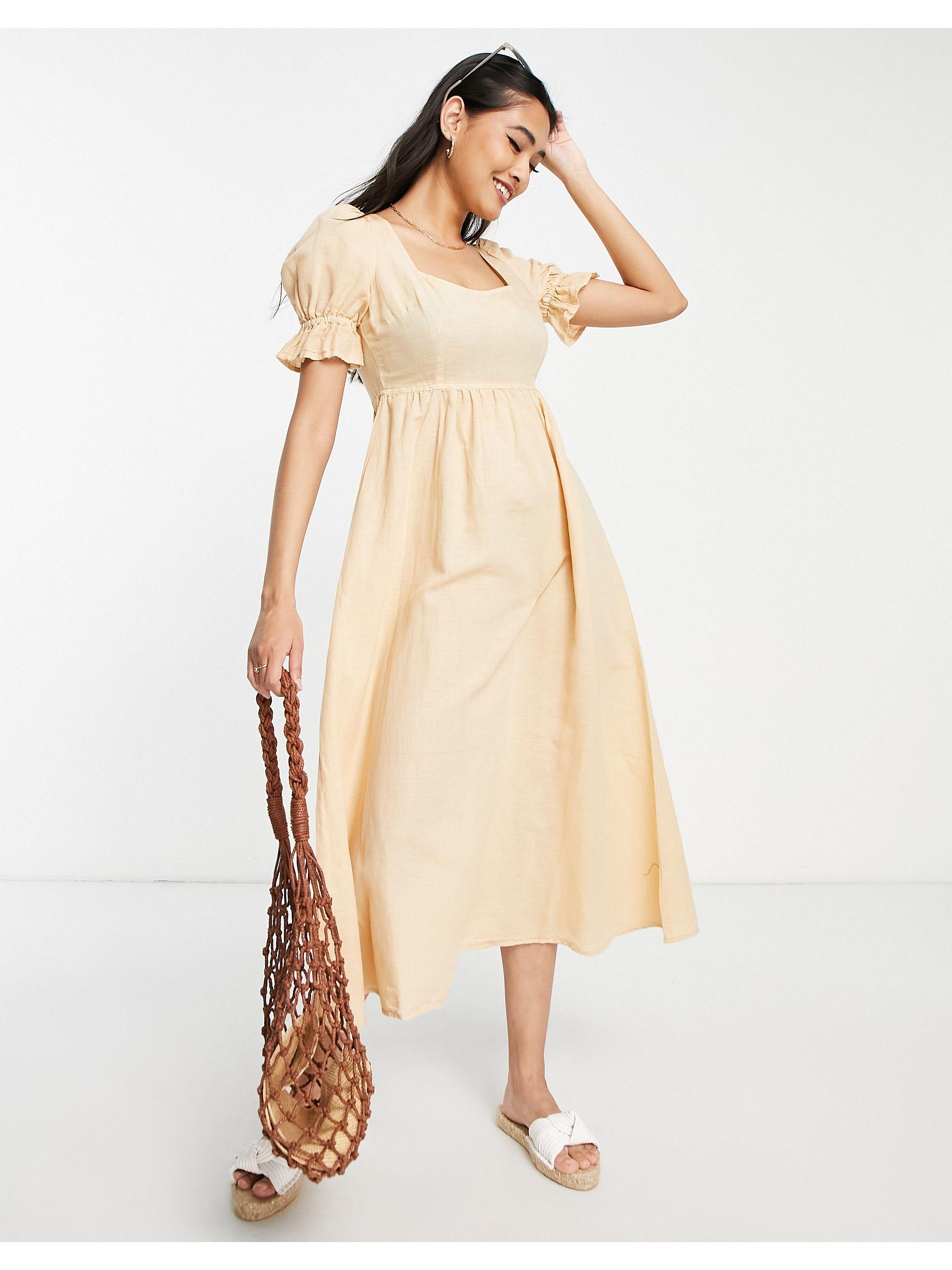 River Island Puff Sleeve Midi Dress in 