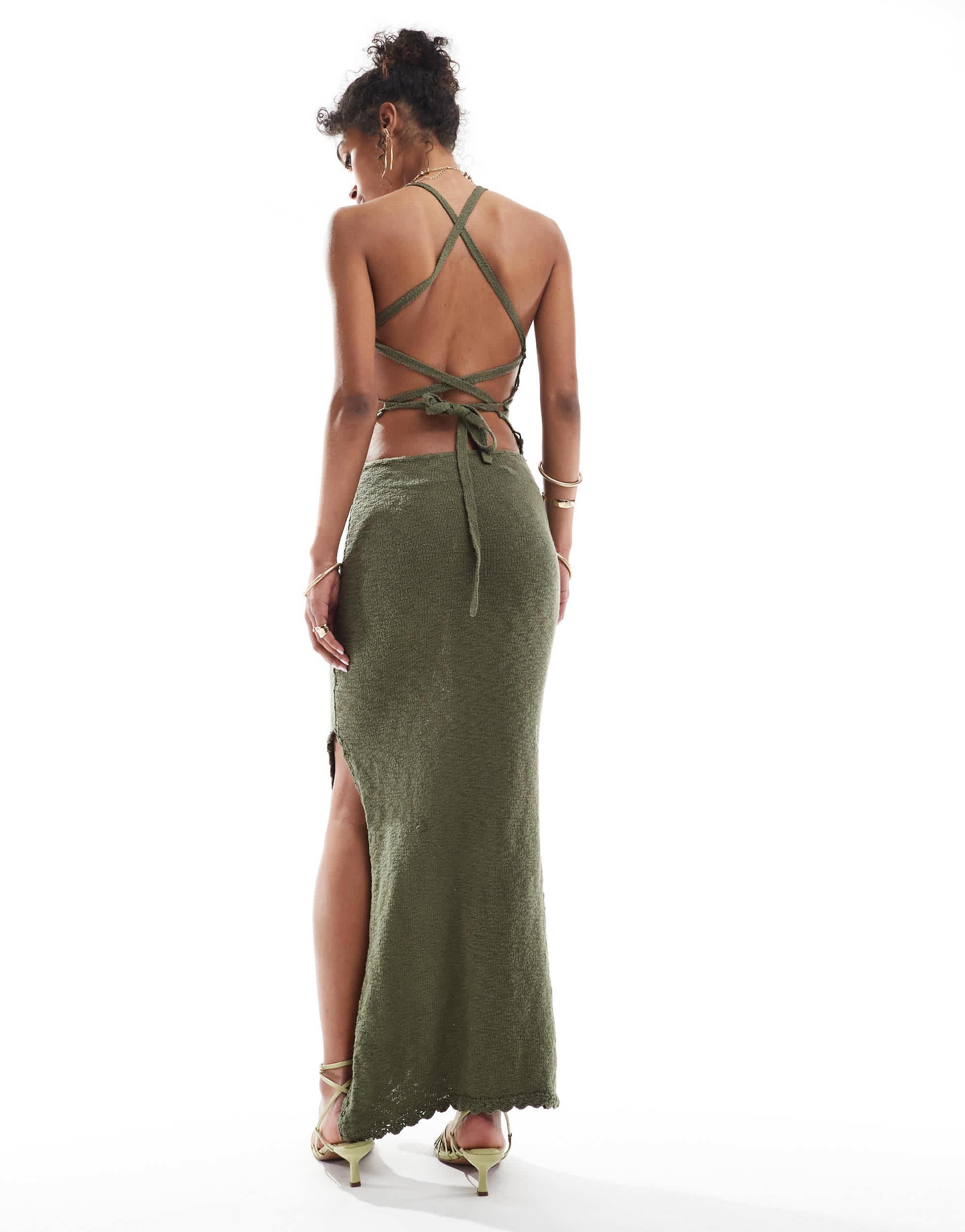 bershka green floral dress Bershka Maxi dress - neon green