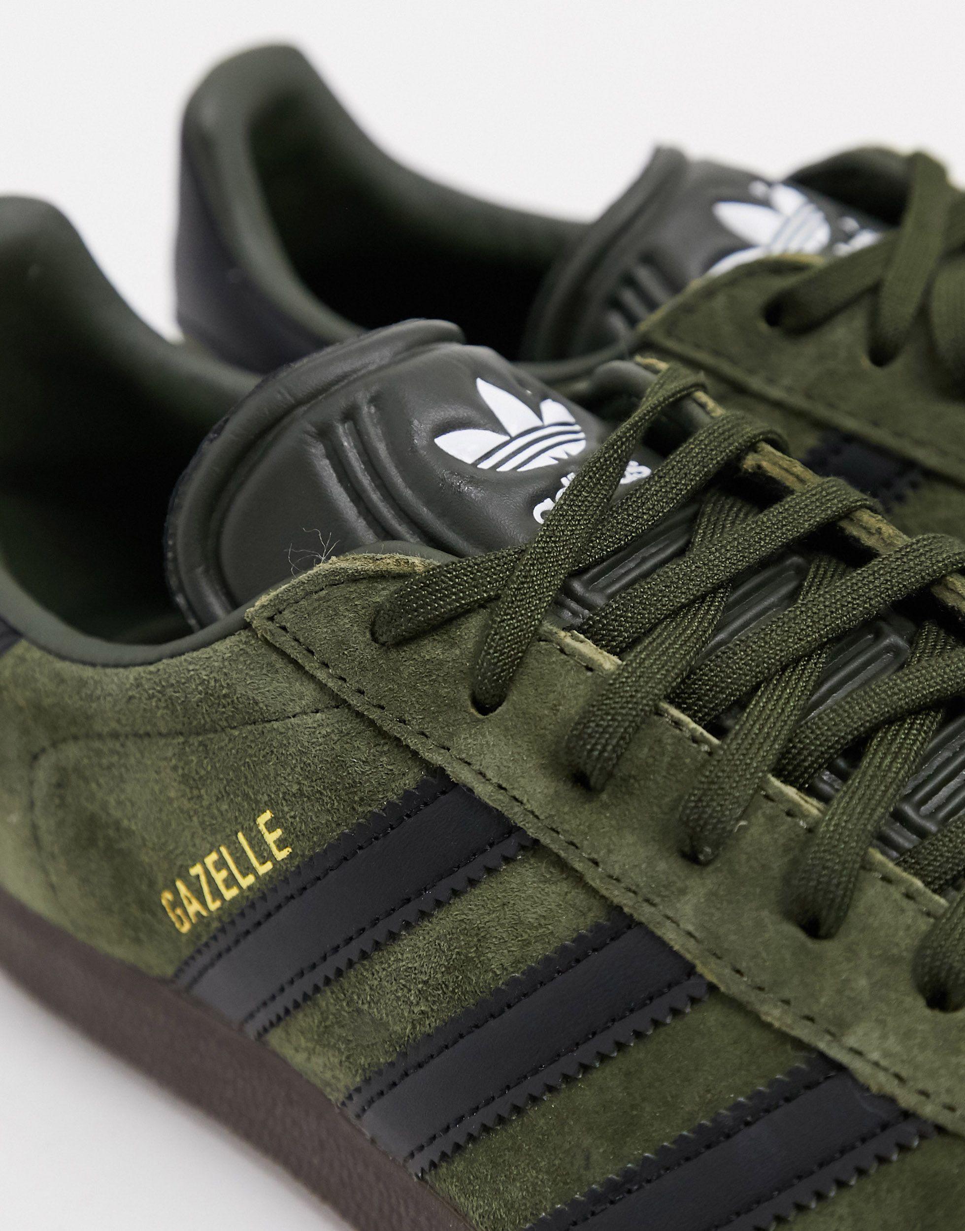 Adidas gazelle trainers night cargo black gum sales