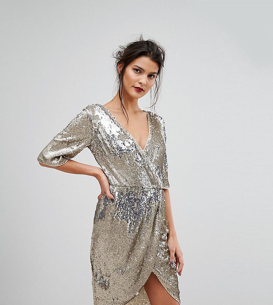 sequin wrap over dress