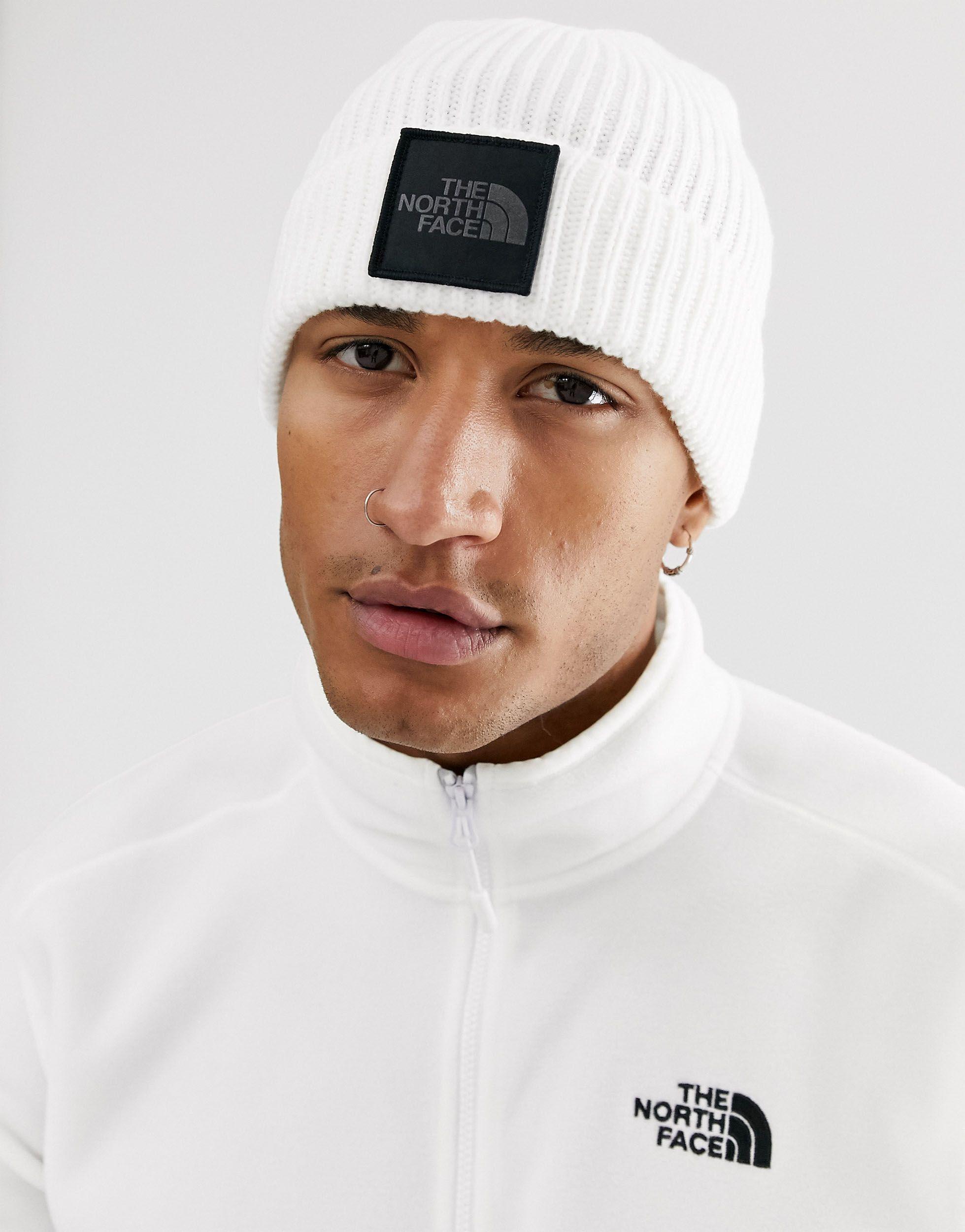 The North Face Synthetisch Lunar - Beanie Met Vierkant Reflecterend Logo Op  in het Wit voor heren | Lyst NL