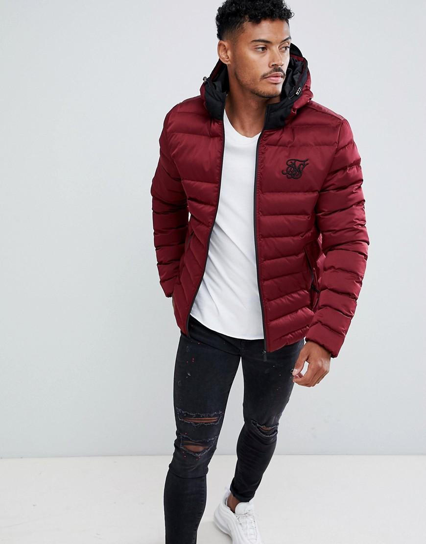 Chaqueta acolchada con capucha en burdeos de SIKSILK de hombre de color  Rojo | Lyst