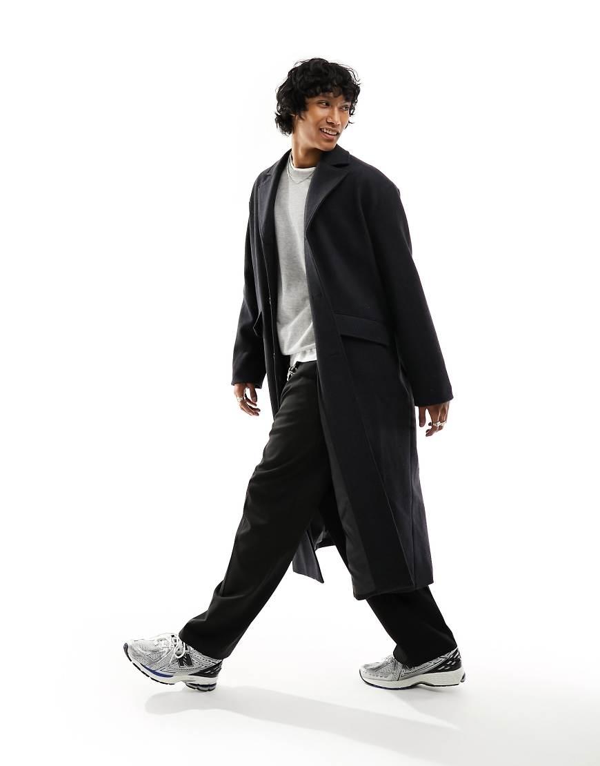Weekday Armond Oversized Wool Blend Maxi Coat in Black for Men Lyst UK