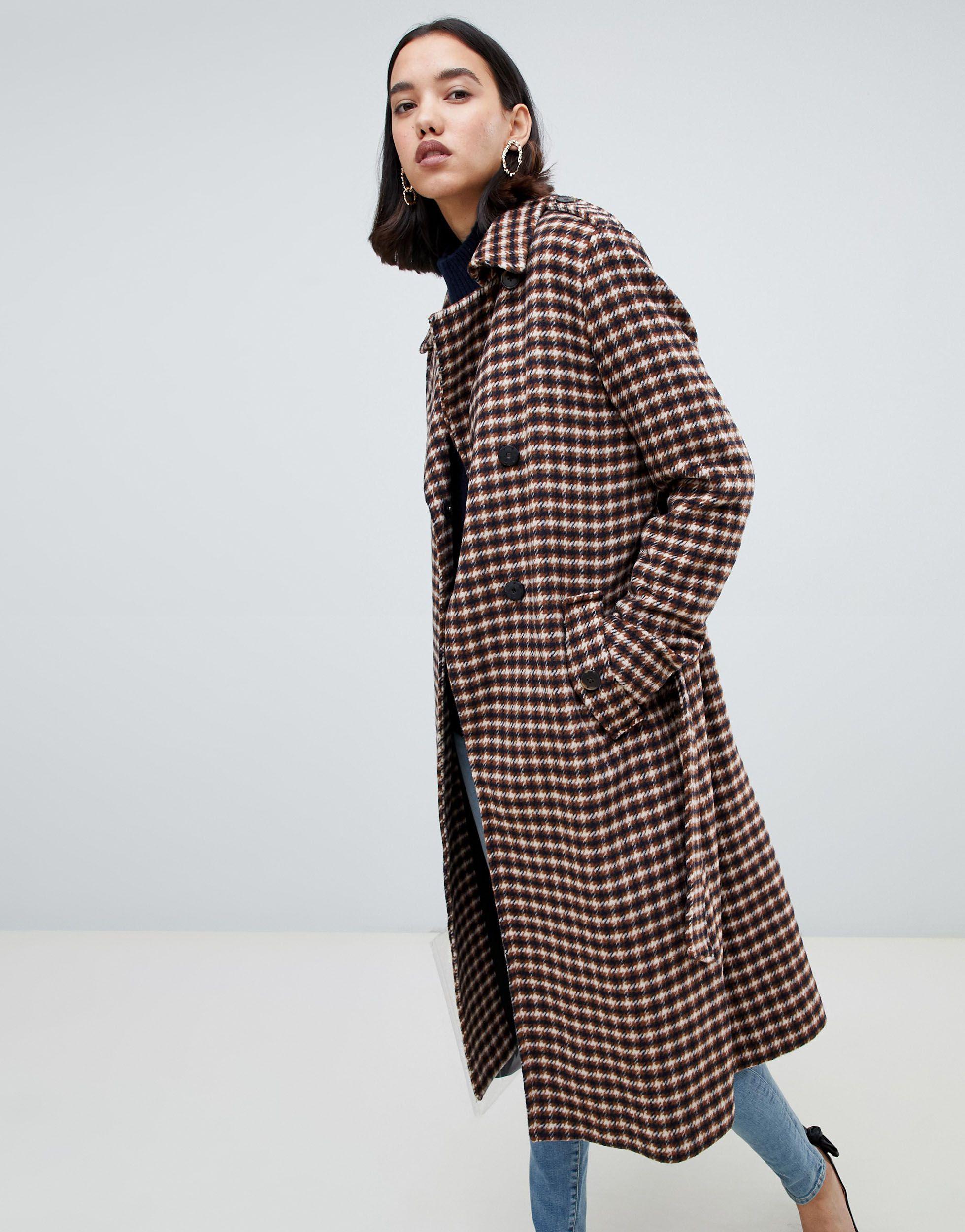 checked wrap coat