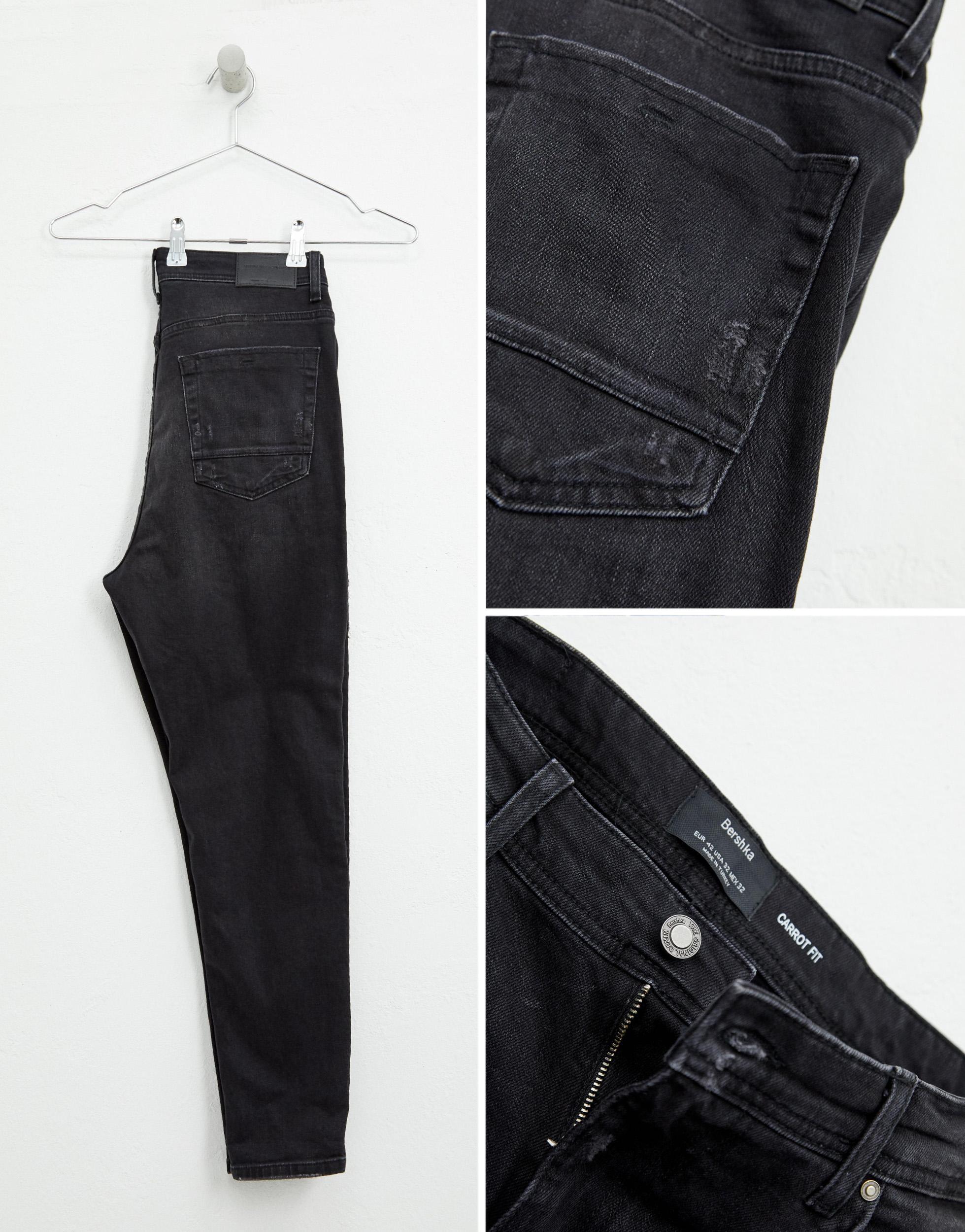 Bershka Tapered Carrot Fit Jeans in Black for Men | Lyst