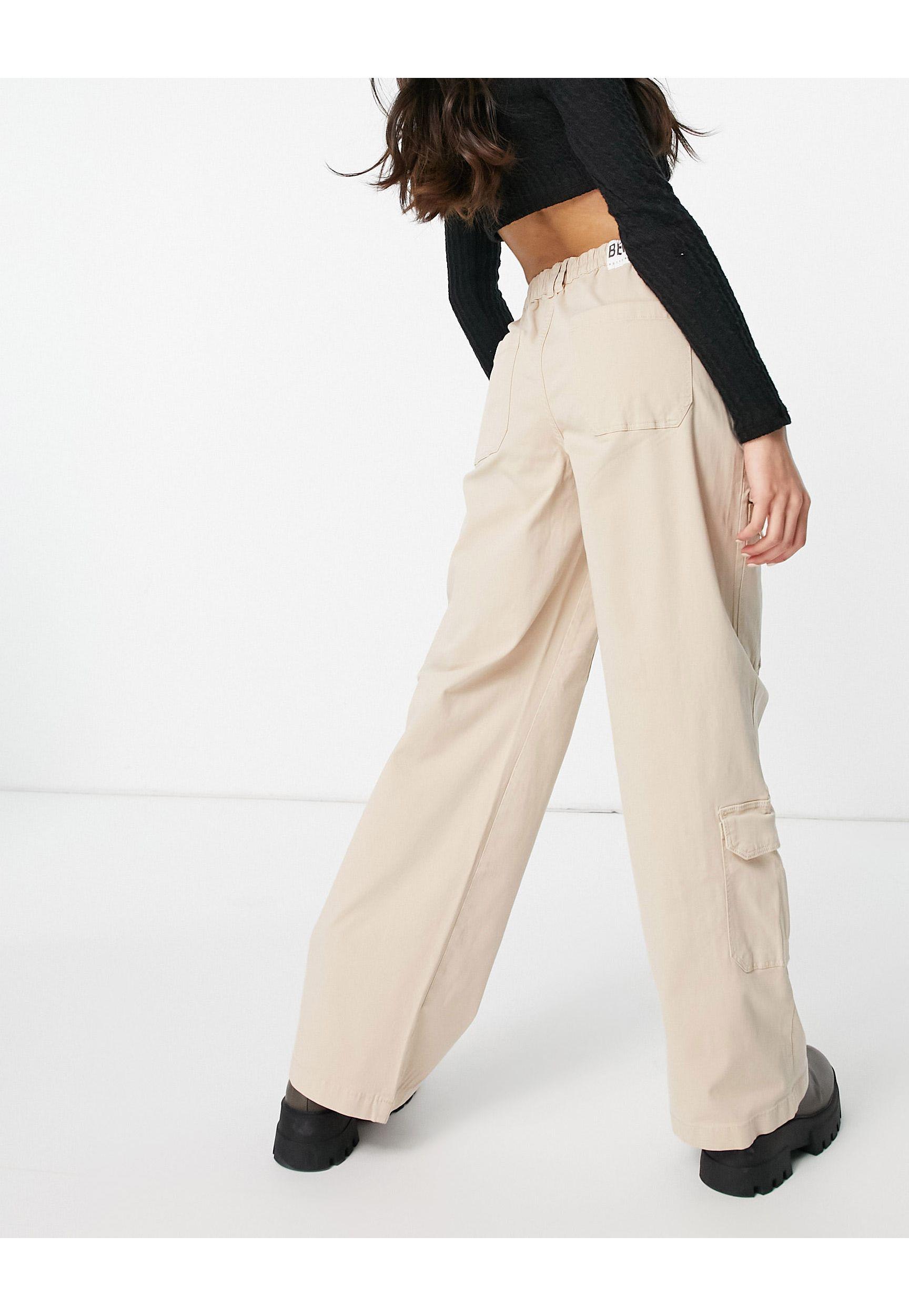 Bershka Organic Cotton Wide Leg Cargo 